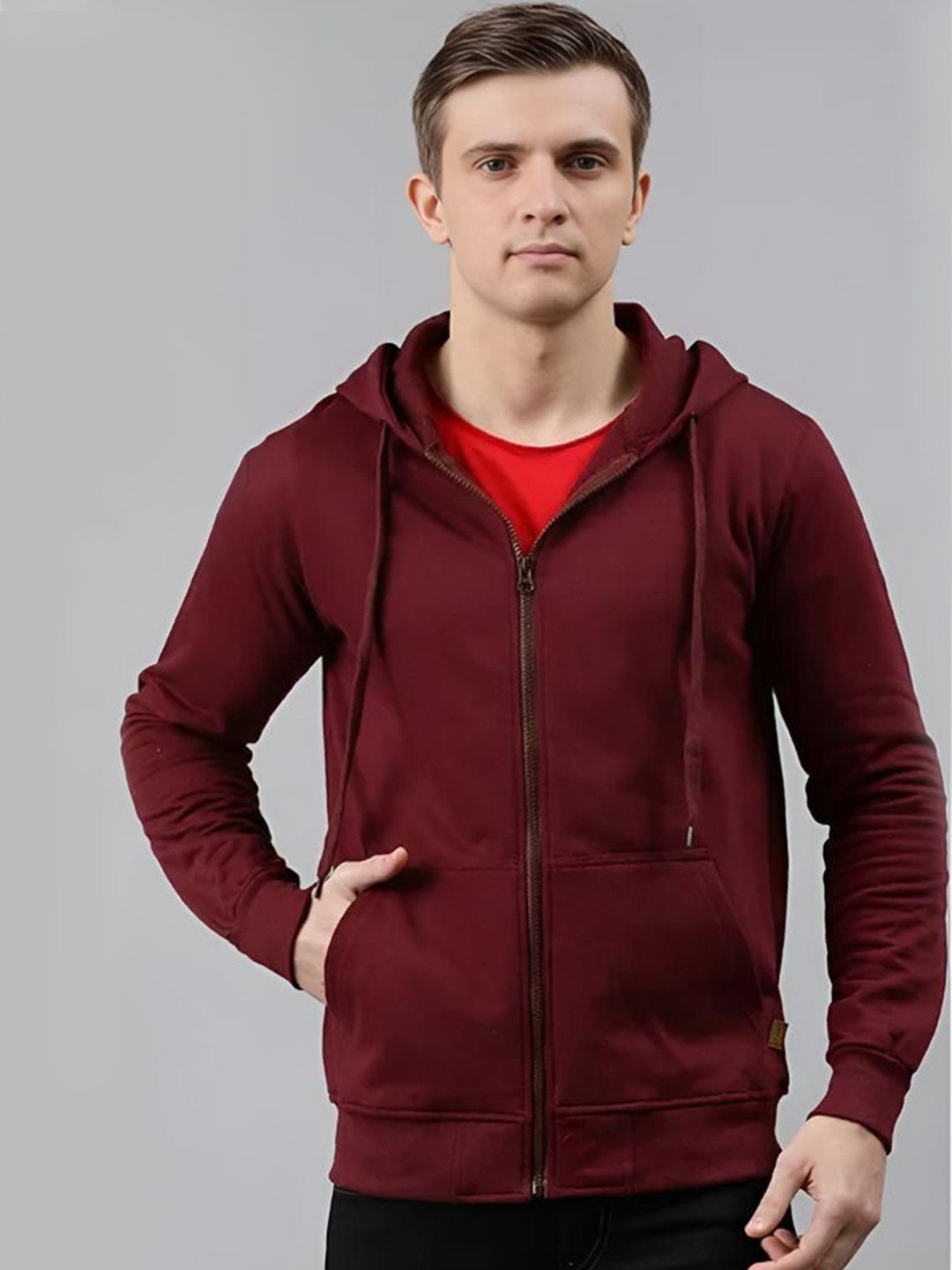 

GLITO Men Hooded Sweatshirt, Maroon