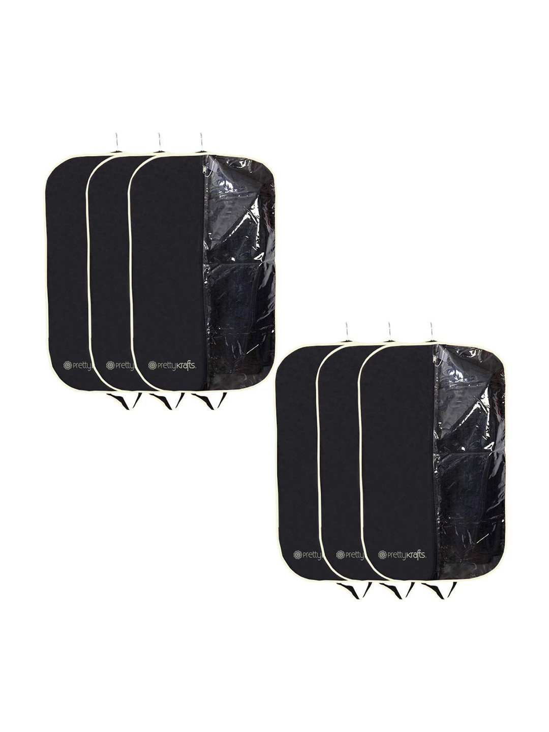 

prettykrafts Black & Transparent 6 Pieces Reusable Suit Organisers