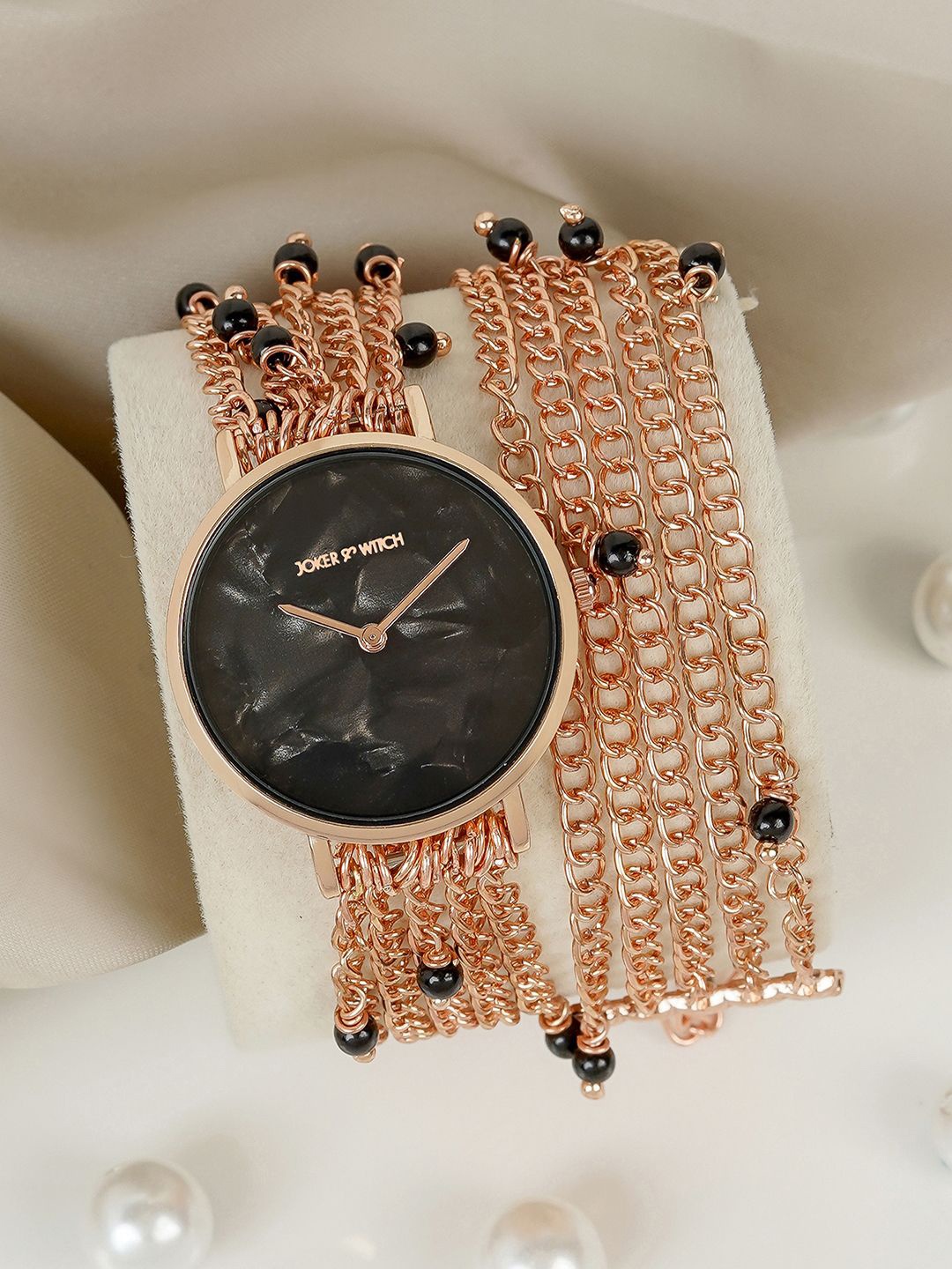 

JOKER & WITCH Women Pearl Wrap Around Straps Analogue Watch AMWW822, Rose gold