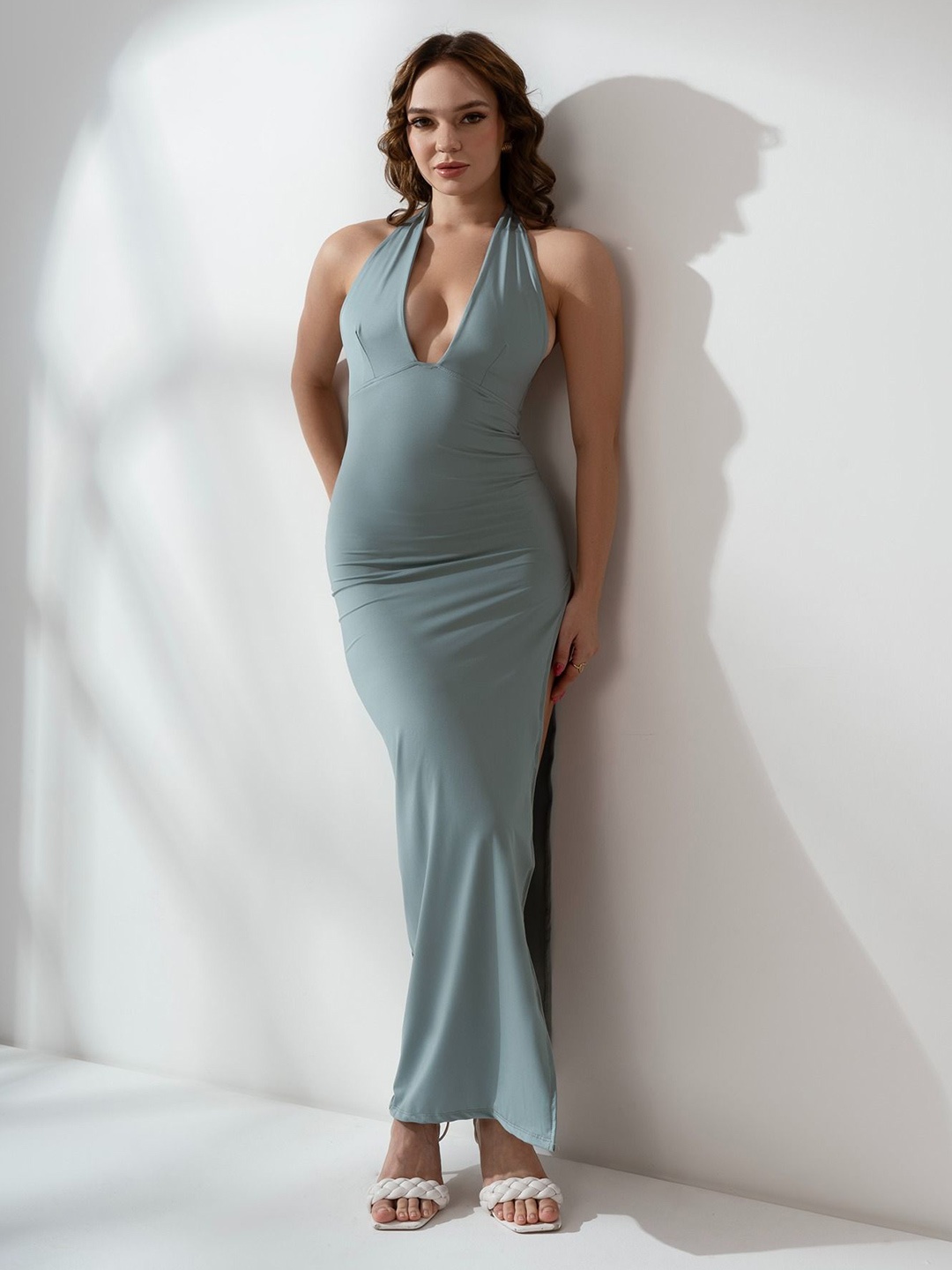 

Outcast Halter Neck Maxi Dress, Green