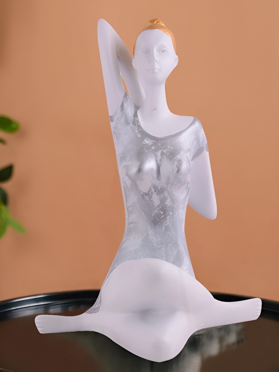 

Zart White & Silver Toned Yoga Lady Figurine Showpiece