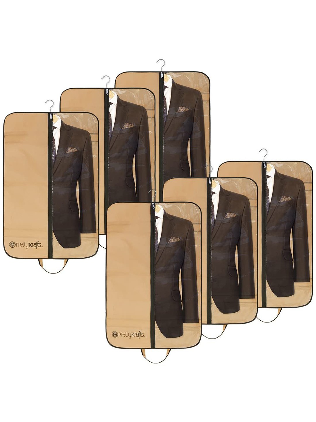 

prettykrafts Beige & Brown 9 Pieces ReusableBlazer cover Organisers