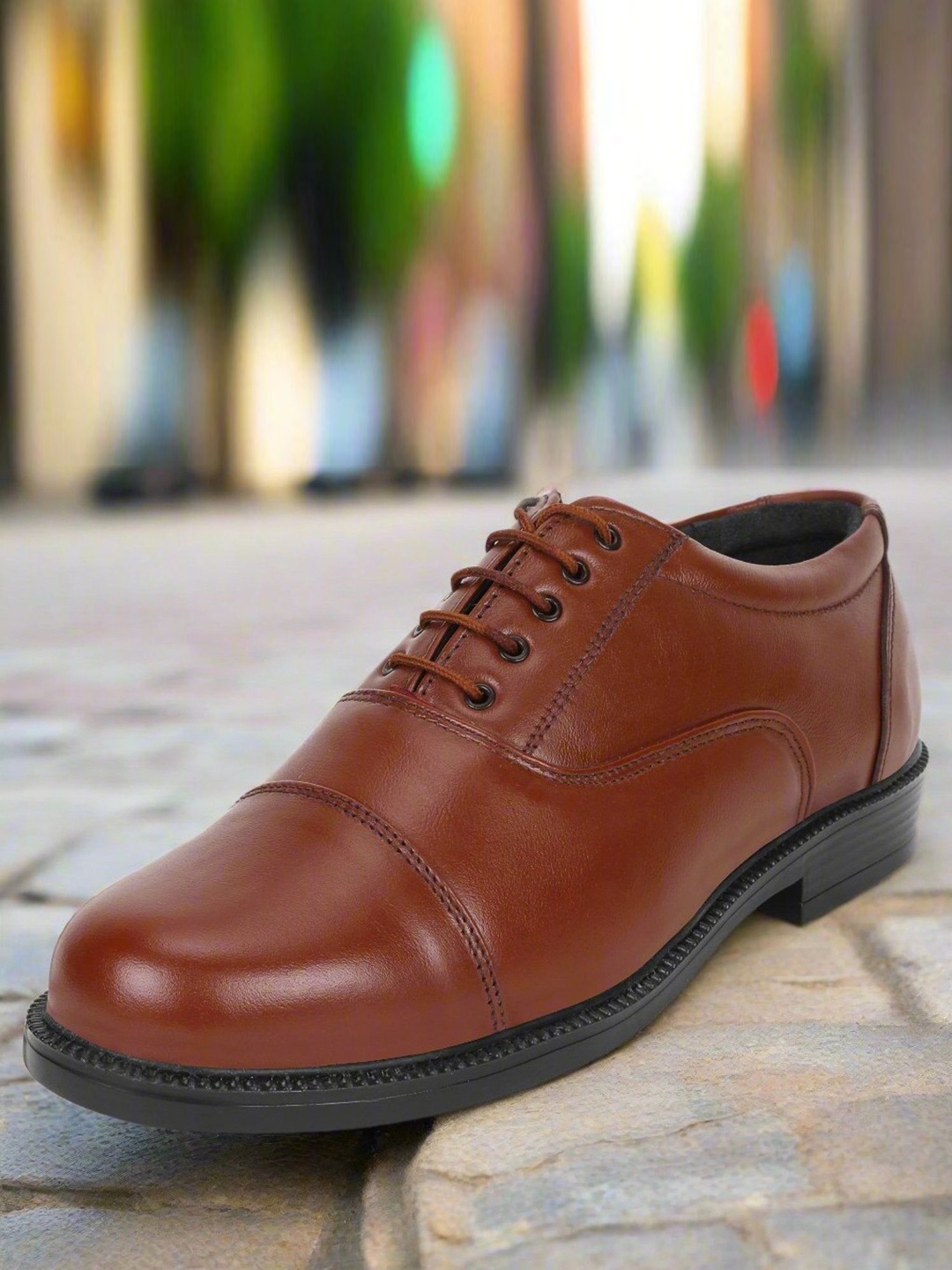 

SeeandWear Men Leather Formal Oxfords, Tan