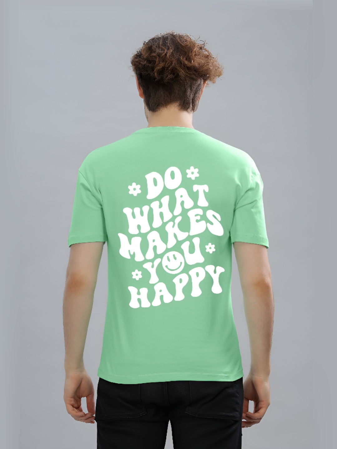 

FALTU.CO Men Typography Printed Round Neck Pure Cotton Oversized T-shirt, Sea green