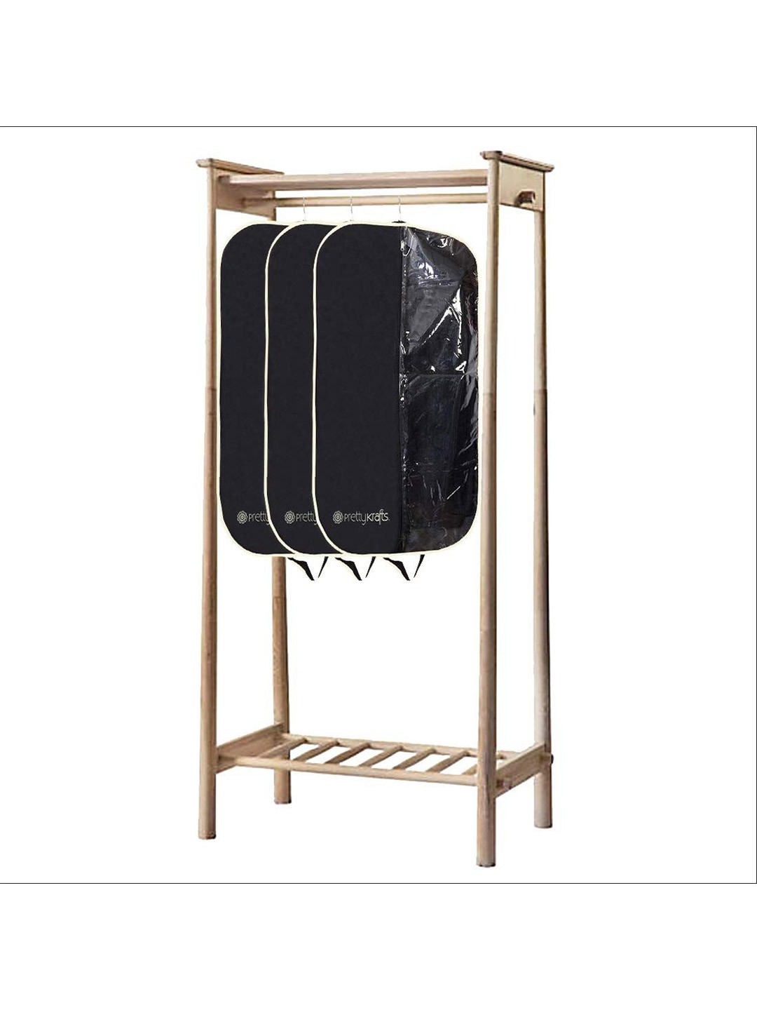 

prettykrafts Black & Transparent 3 Pieces Reusable Suit Organisers