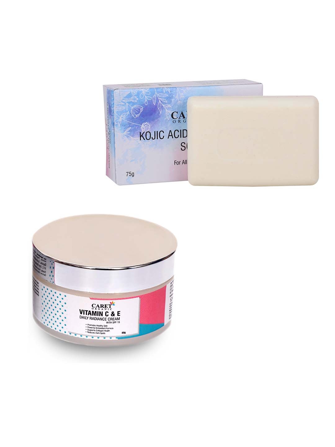 

CARET ORGANIC Vitamin C Soap-75g & Daily Radiance Cream Combo-50g, White