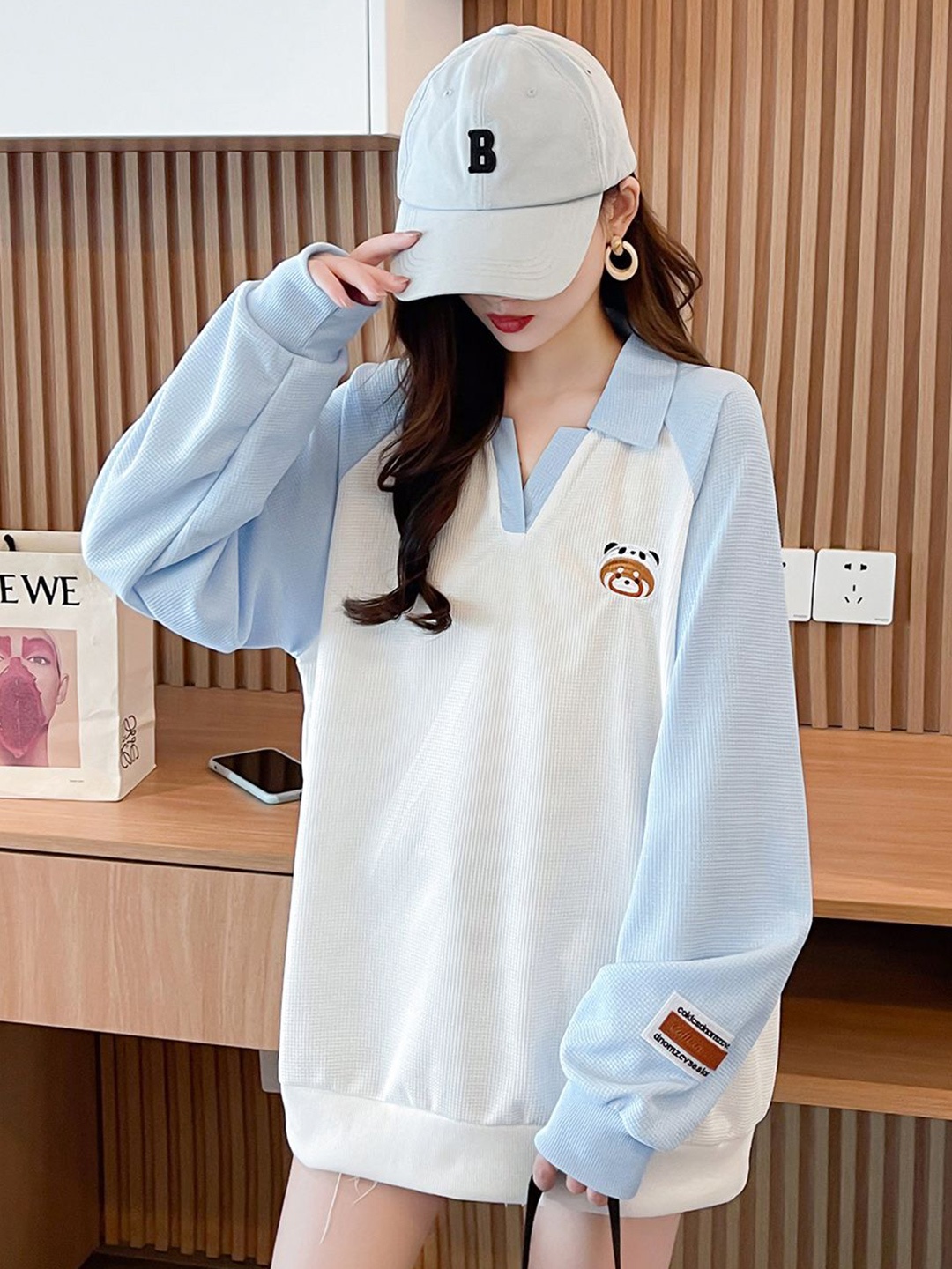 

JC Mode Women Striped Sweatshirt, Blue