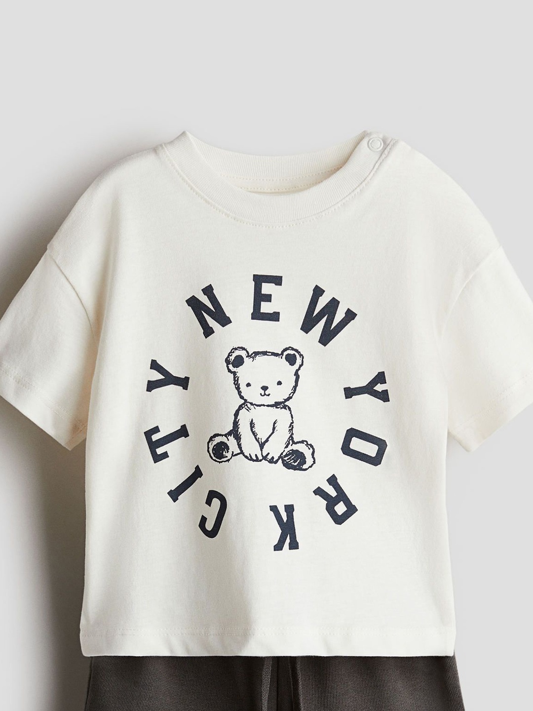 

H&M Printed Pure Cotton Tshirt With Shorts Clothing Set, White
