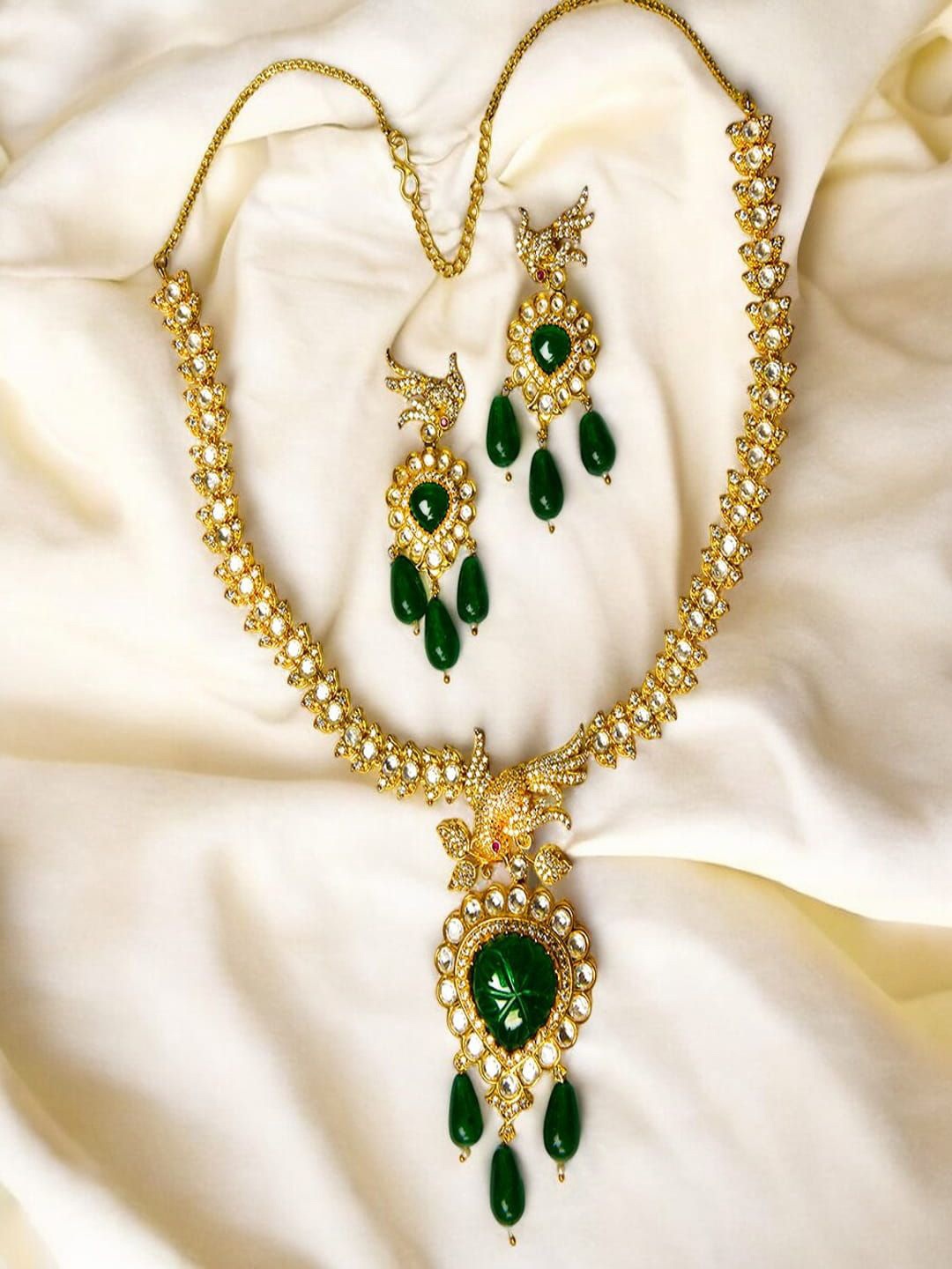 

SHARLEEZ Rhodium-Plated American Diamond Stone Studded Jewellery Set, Gold