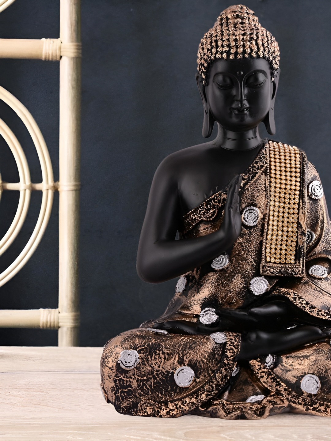 

Zart Black & Gold Toned Buddha Idol Showpiece