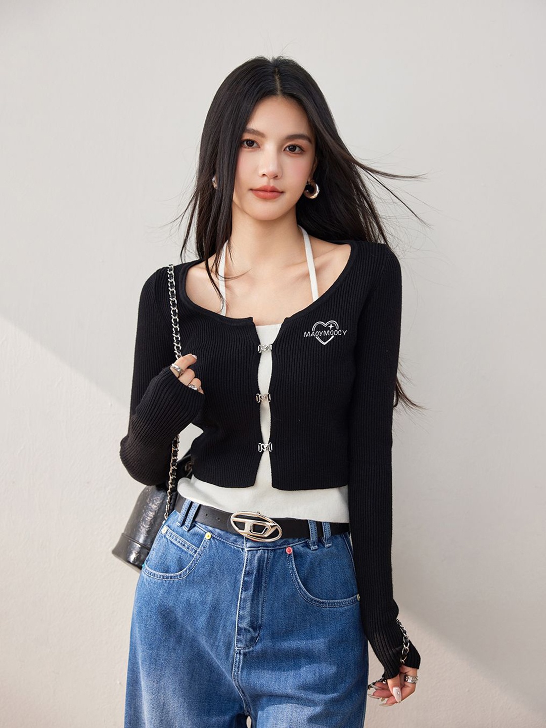 

JC Collection Women Striped Cardigan, Black