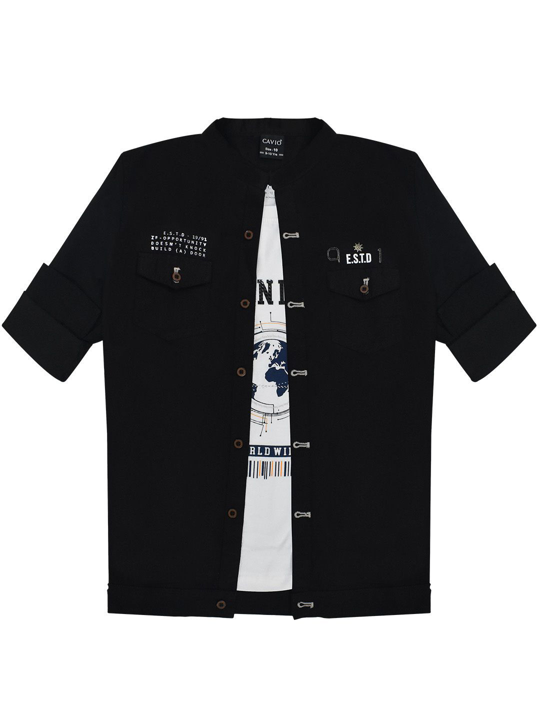 

Cavio Boys Casual Shirt & T-Shirt, Black