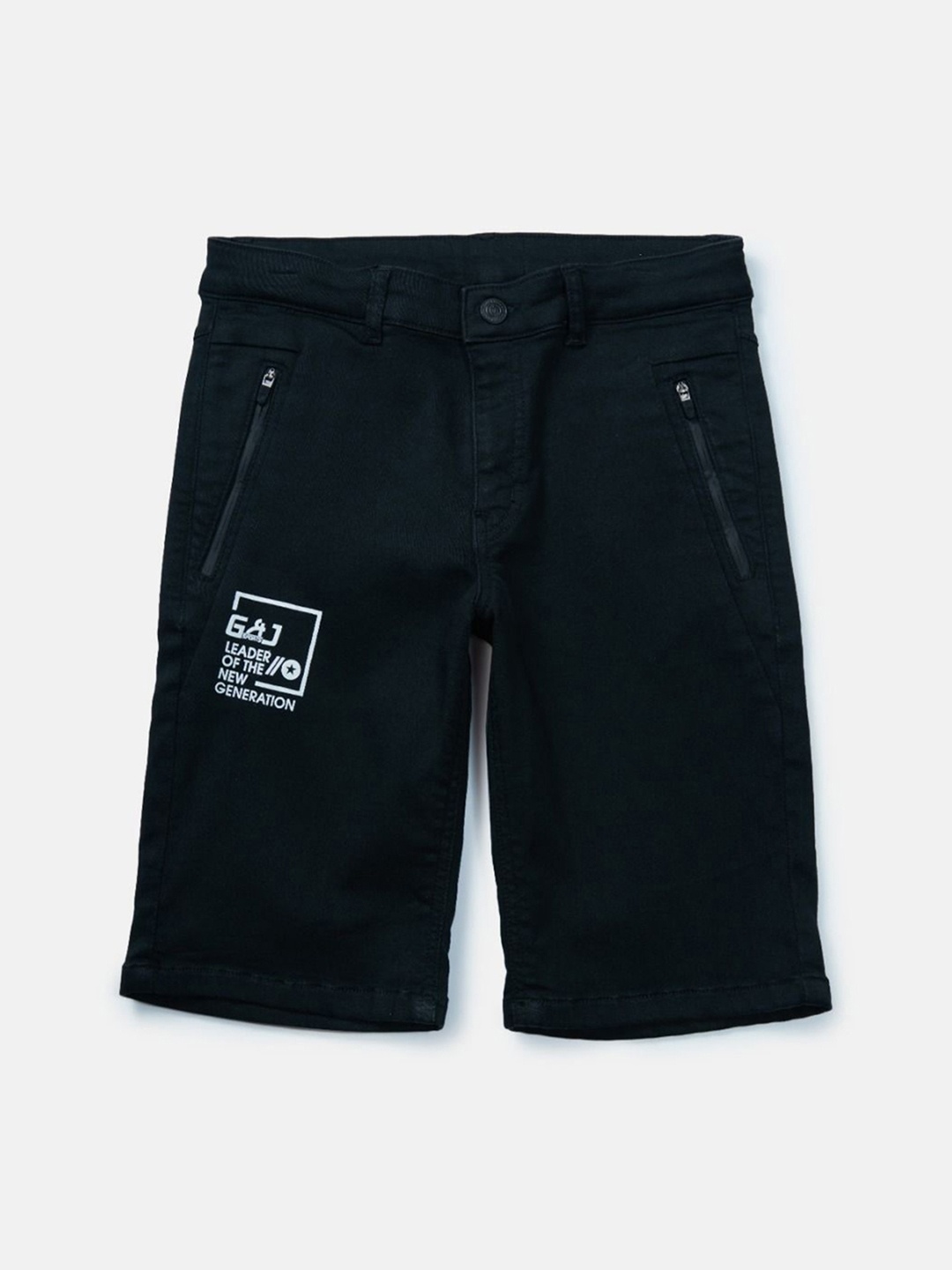

Gini and Jony Boys Typography Printed Denim Shorts, Black