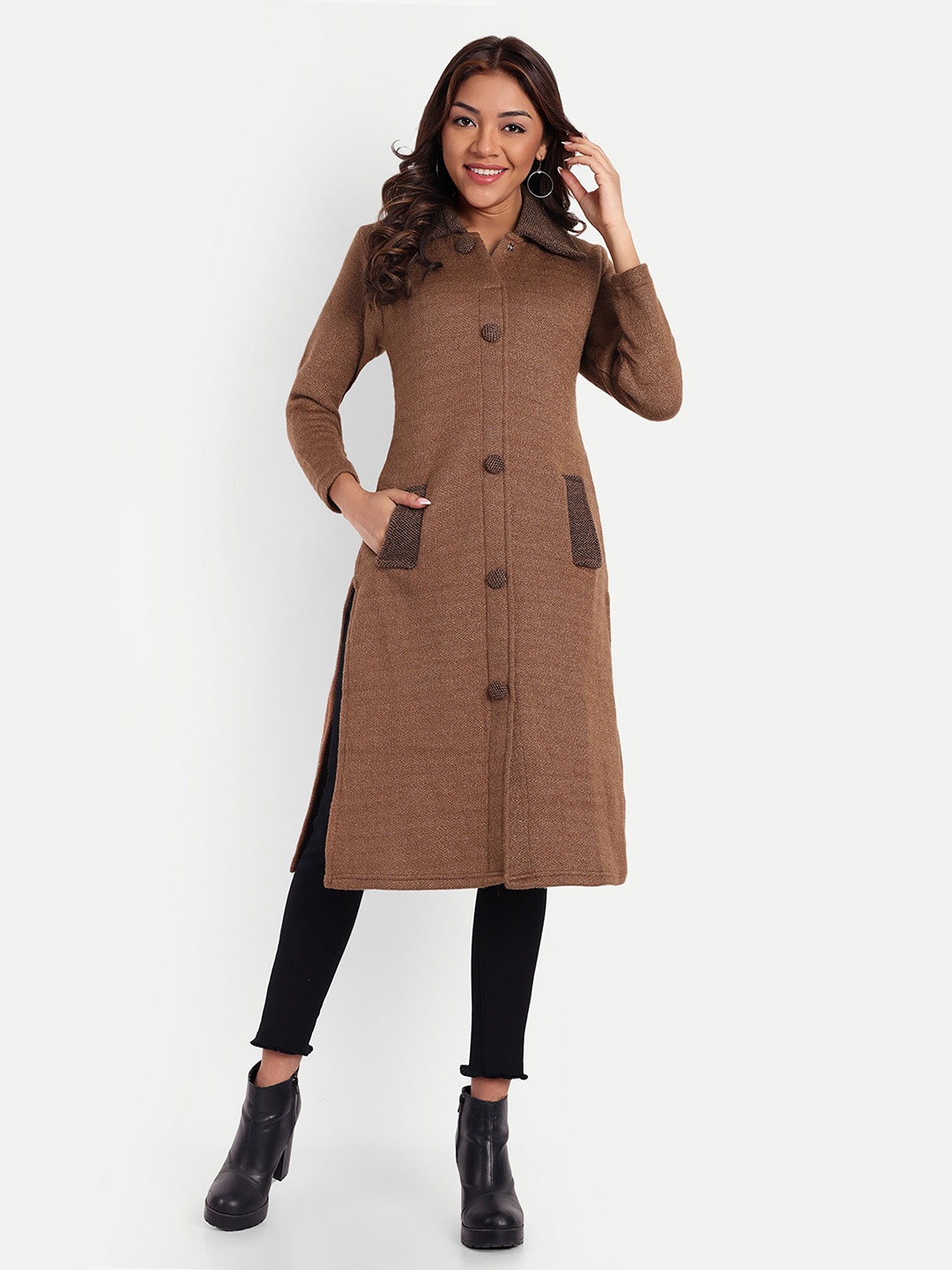 

HAUTEMODA Women Woollen Kurta, Brown