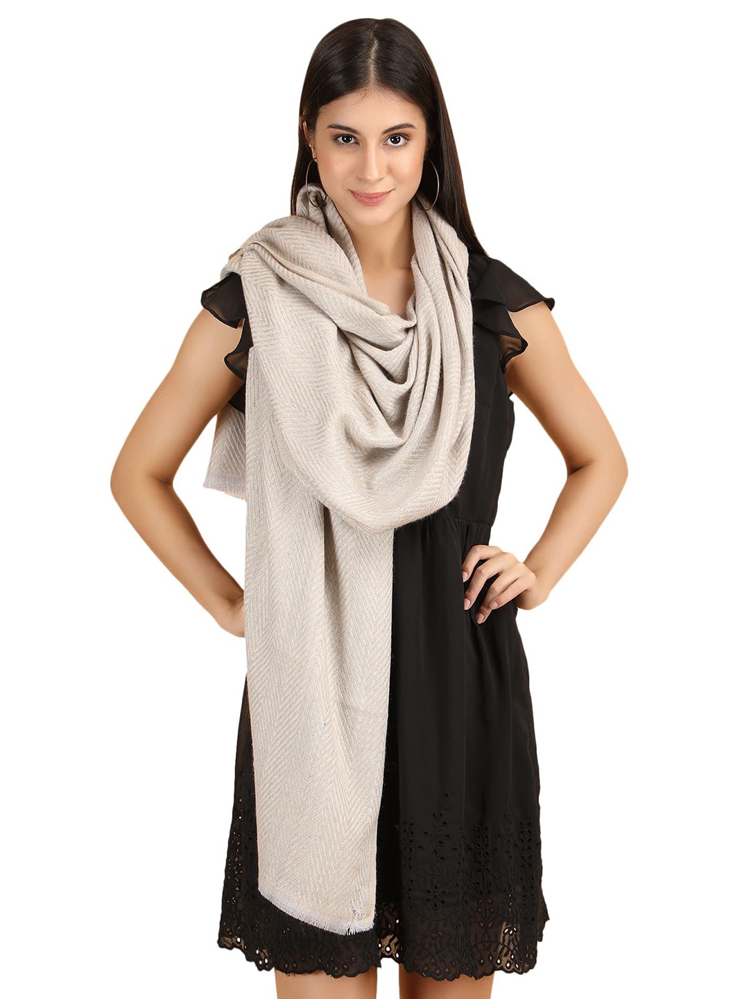 

Stole & Yarn Adults Woven Design Stoles, Cream