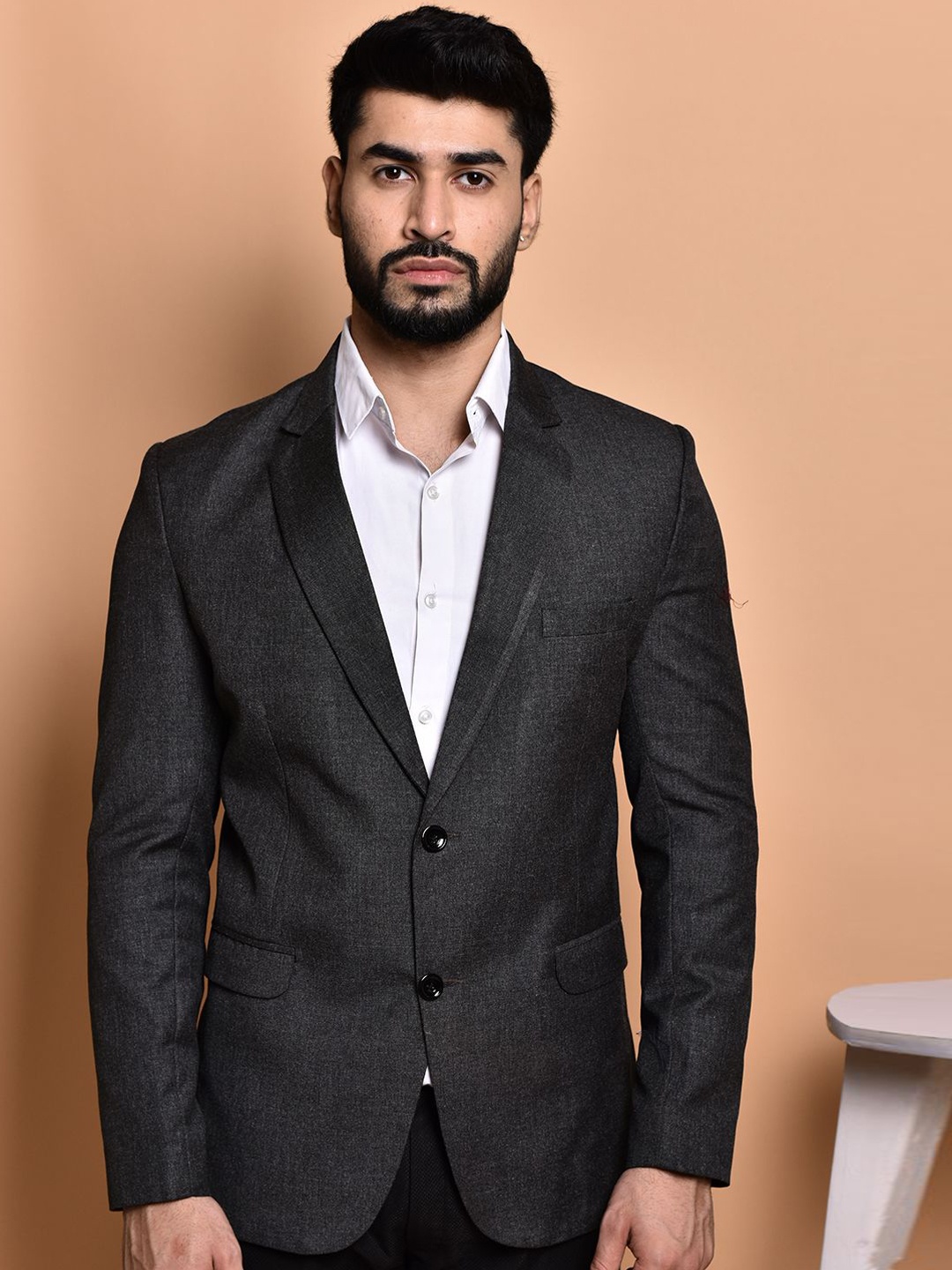 

PRINTCULTR Single-Breasted Formal Blazer, Black