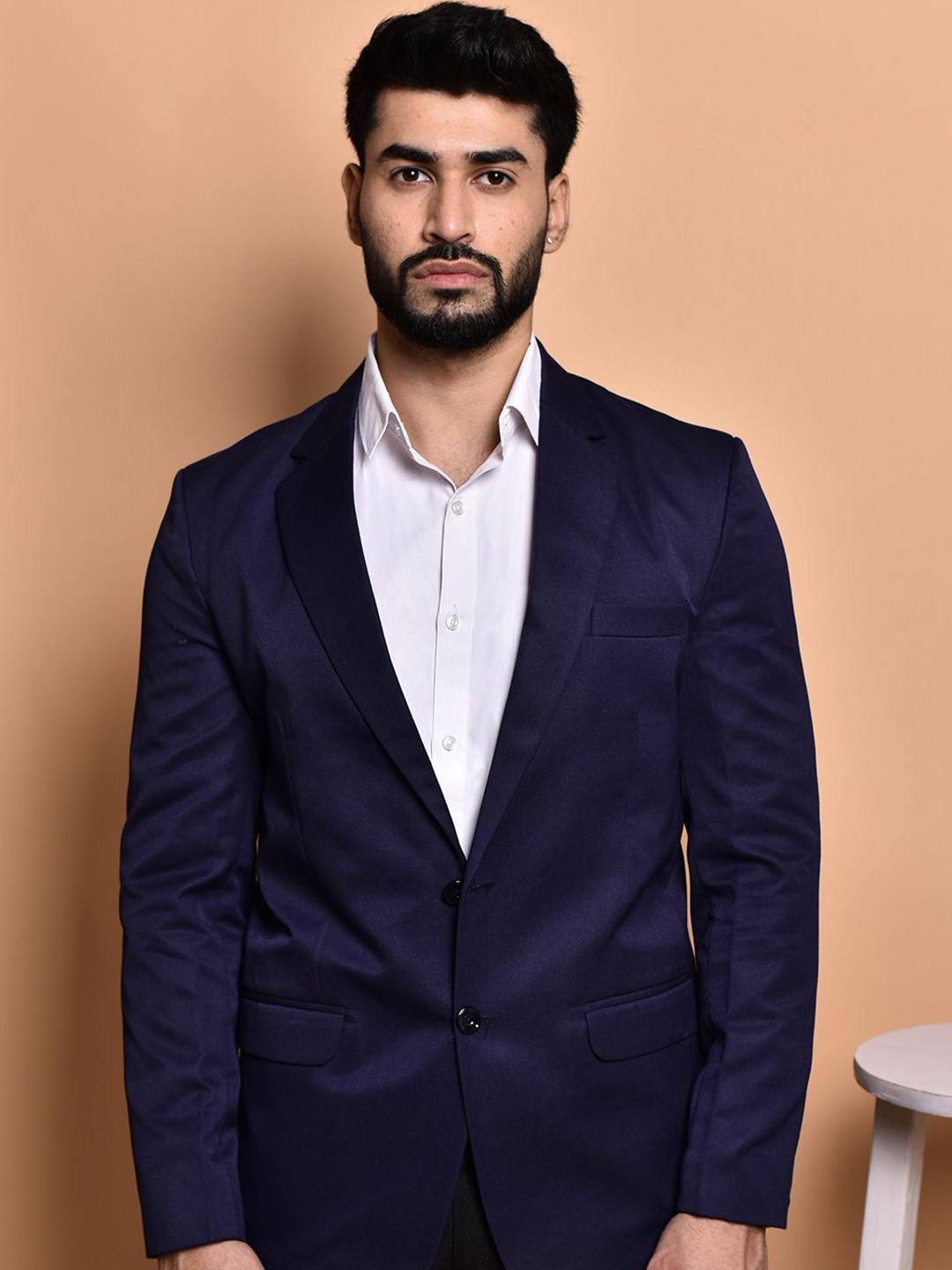 

PRINTCULTR Notched Lapel Collar Single-Breasted Blazers, Navy blue