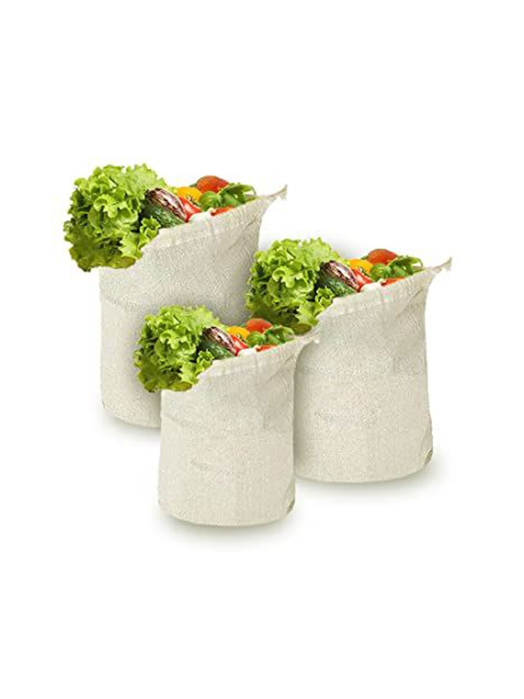 

prettykrafts White 6 Pieces Reusable Storage Bag for Fruits & Vegetables Organisers