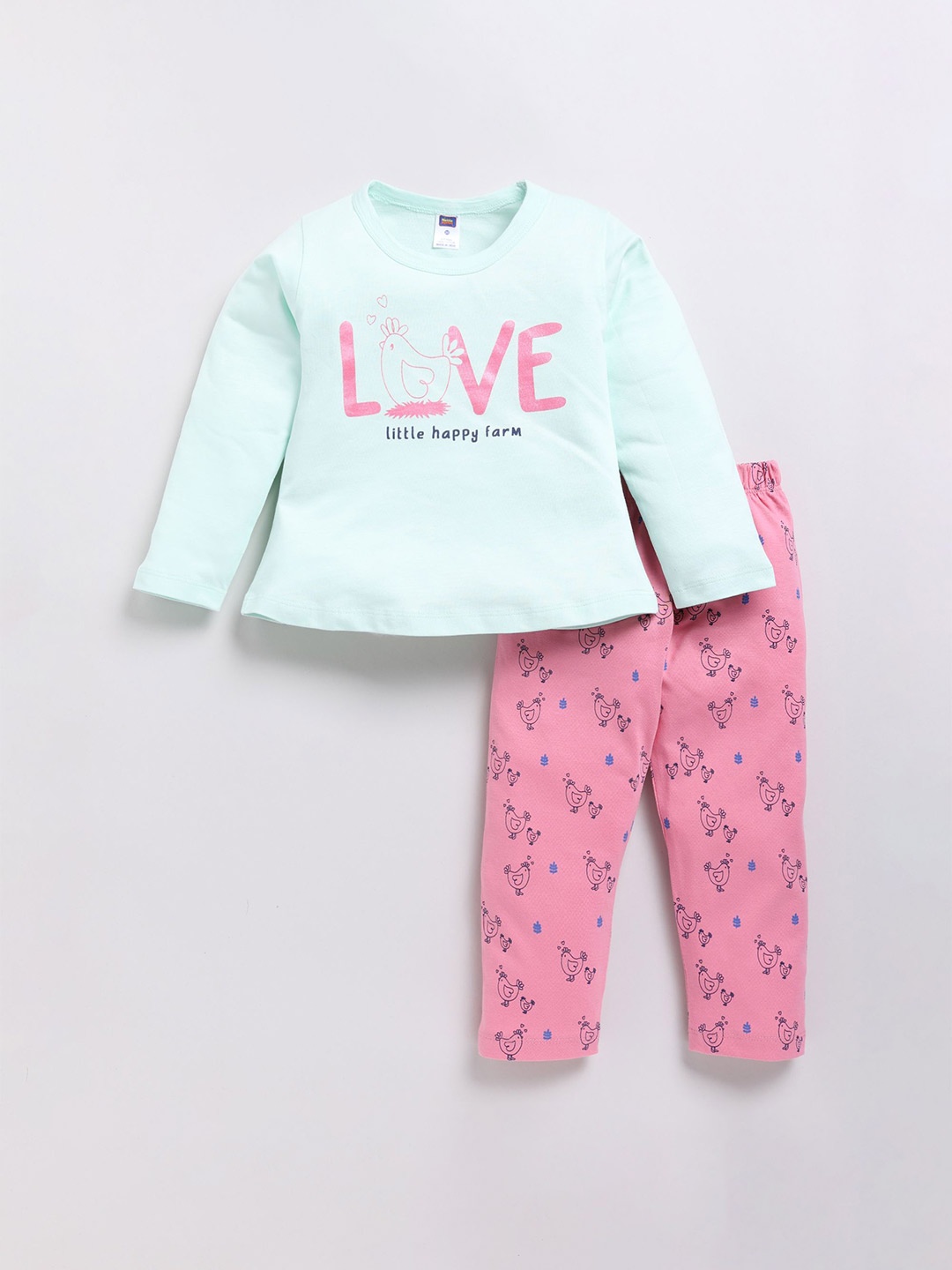 

Nottie Planet Girls Printed T-shirt with Pyjamas, Green