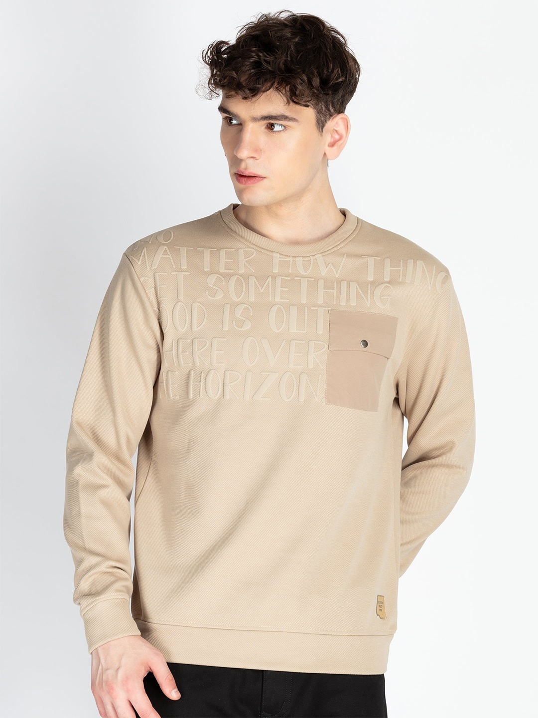 

Status Quo Men Hooded Sweatshirt, Beige
