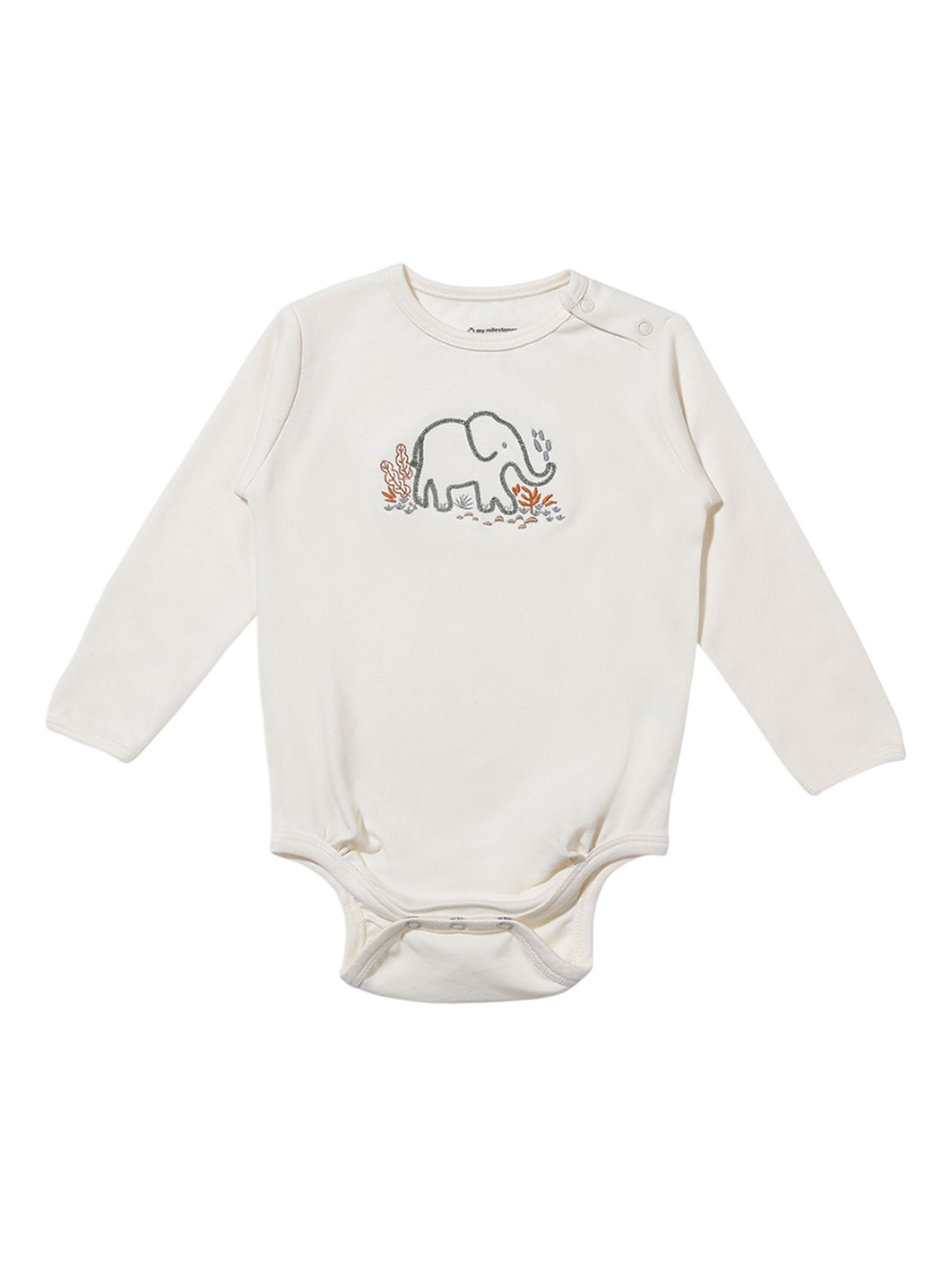 

My Milestones Infant Boys Embroidered Cotton Bodysuit, White