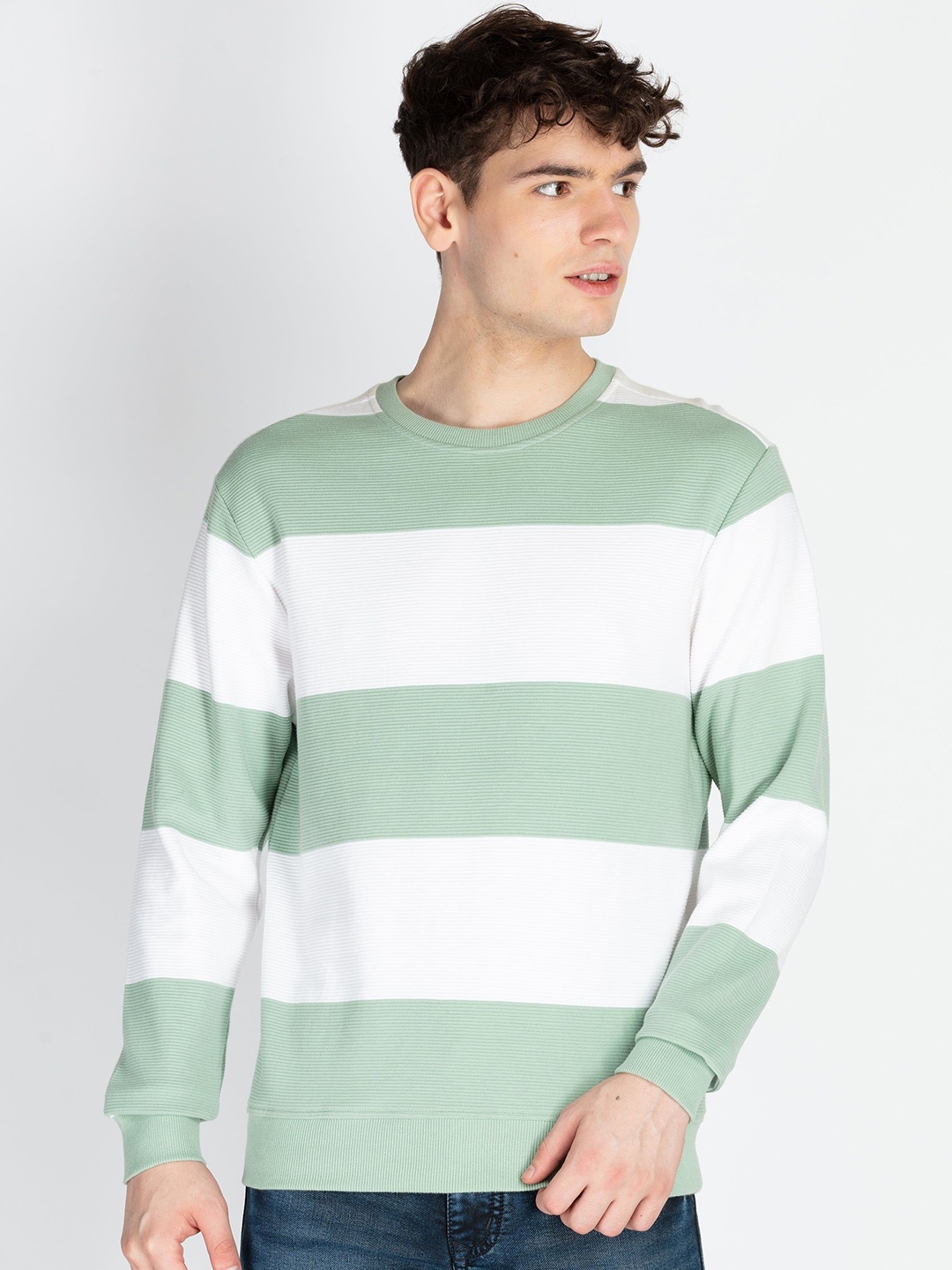 

Status Quo Men Striped Hooded Sweatshirt, Green
