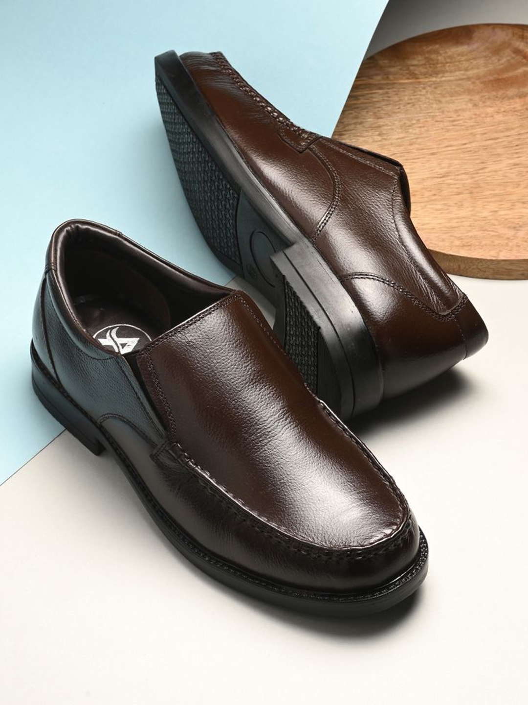

Auserio Men Solid Leather Formal Slip-Ons Formal Shoes, Brown