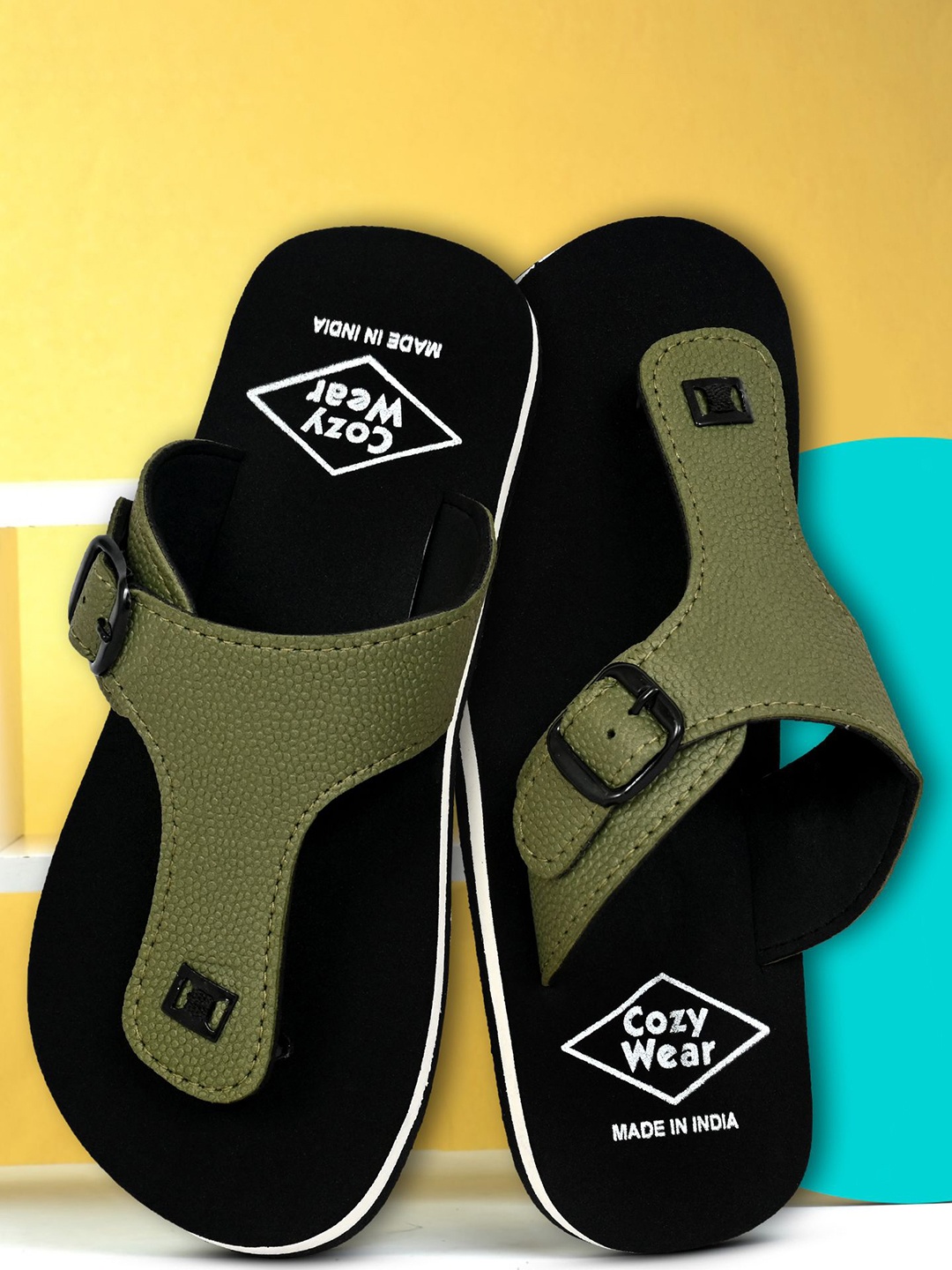 

Cozy Wear Men Thong Flip-Flops, Olive