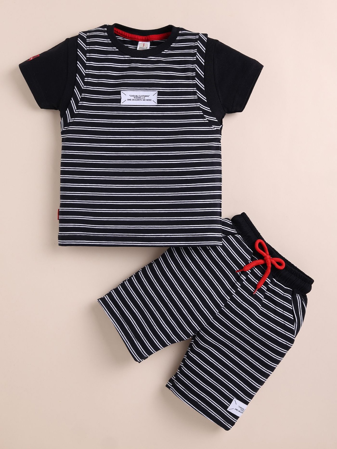 

BAESD Boys Striped T-shirt with Shorts, Black