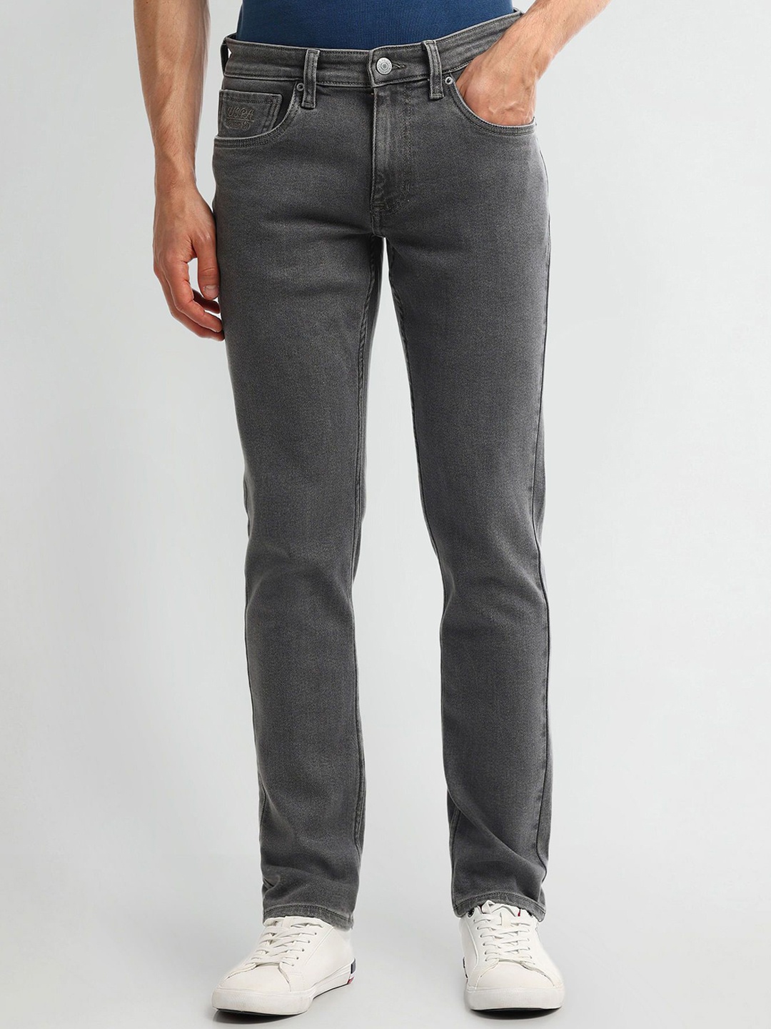 

U.S. Polo Assn. Denim Co. Men Cotton Urban Slim Slim Fit Heavy Fade Jeans, Grey