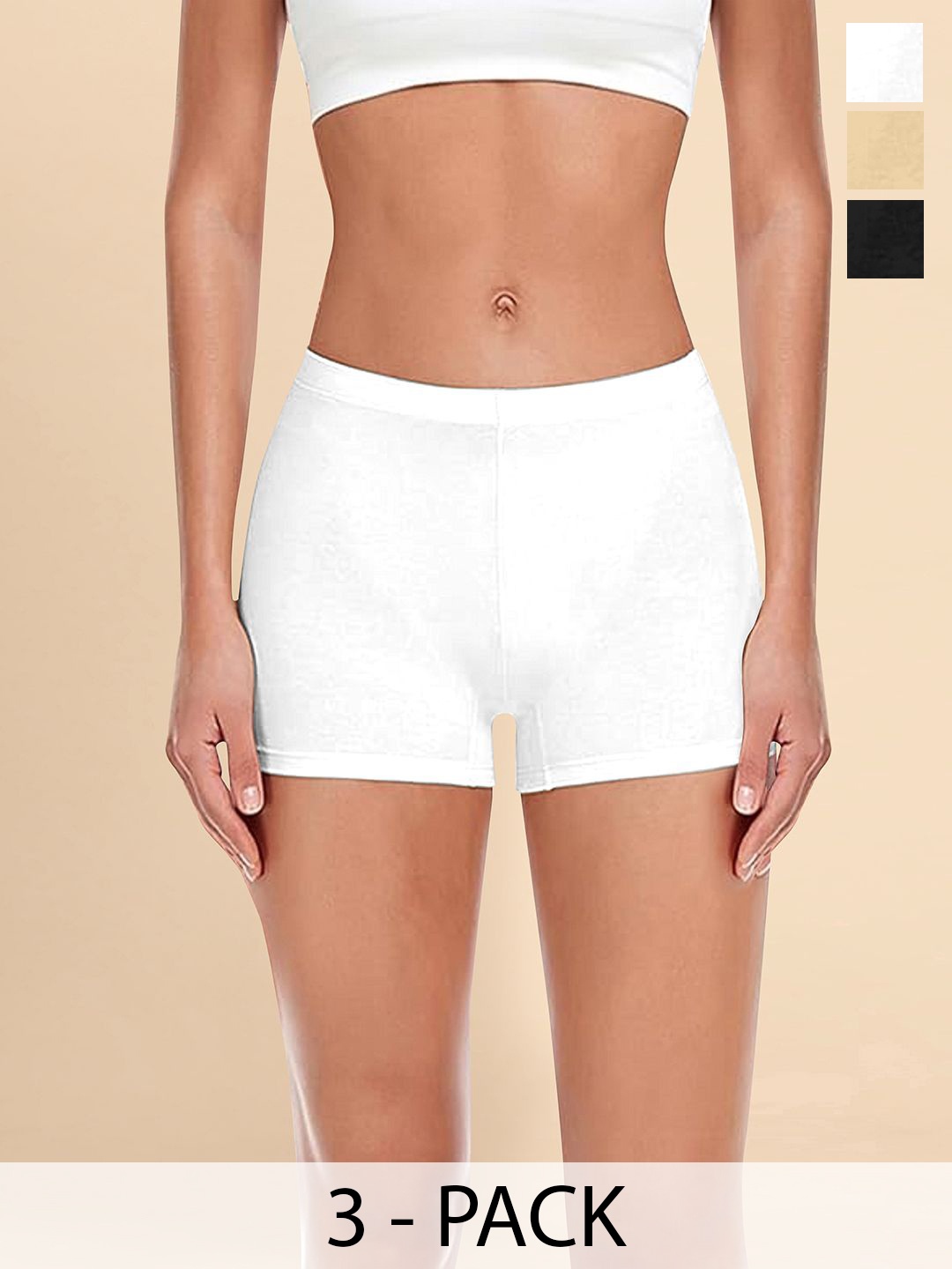 

Trendmalls Women Pack Of 3 Skinny Fit Training or Gym Sports Shorts, White