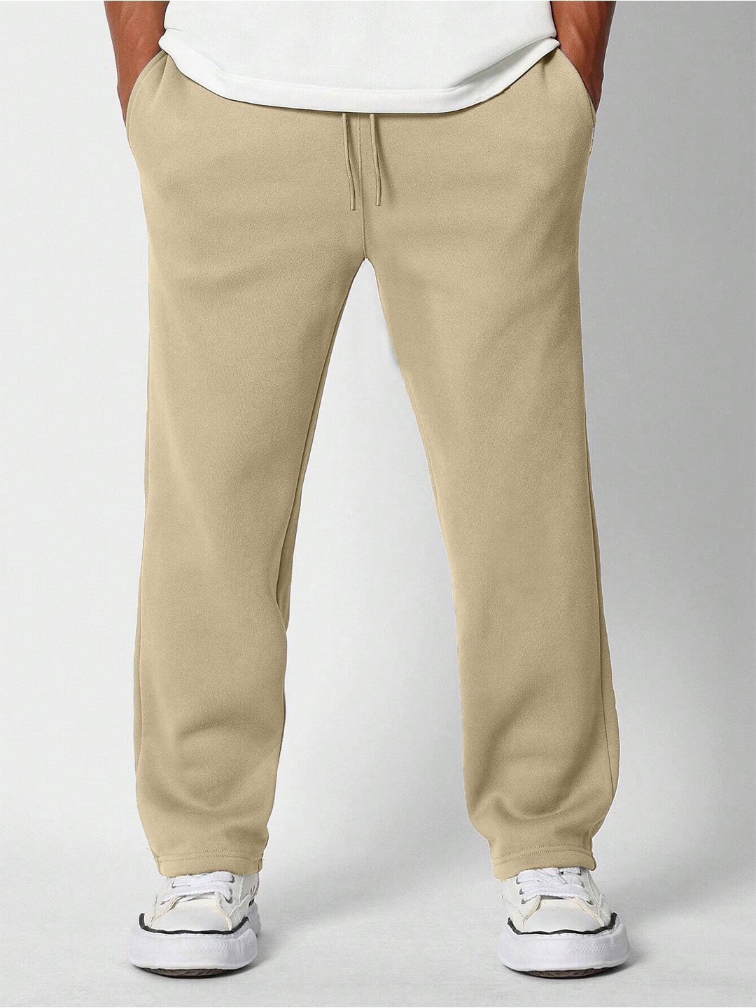 

NOBERO Men Straight Fit Track Pants, Beige