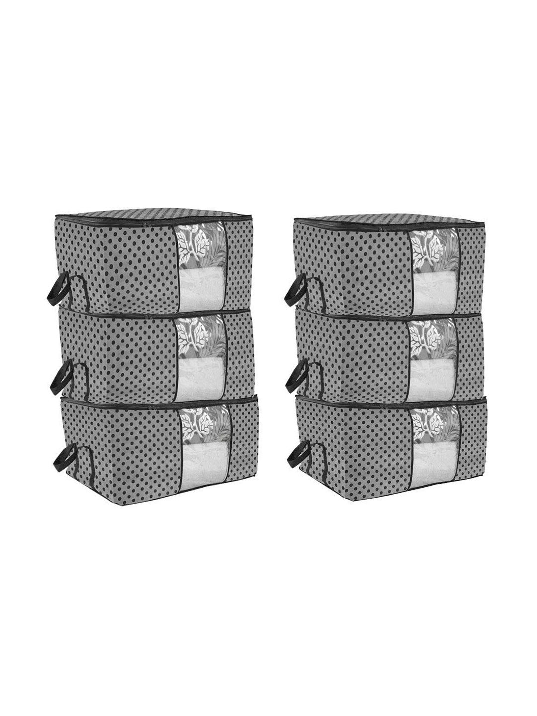

prettykrafts Grey & Black 6 Pieces Printed Reusable Multi-Utility Organisers