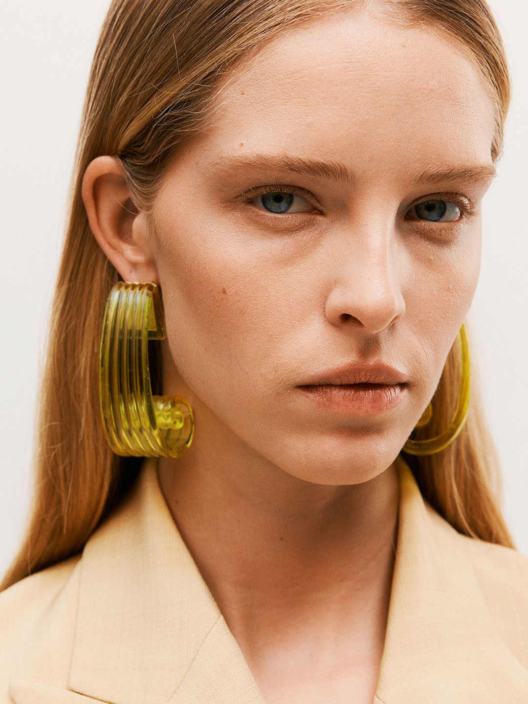 

H&M Transparent Sculptured Earrings, Yellow