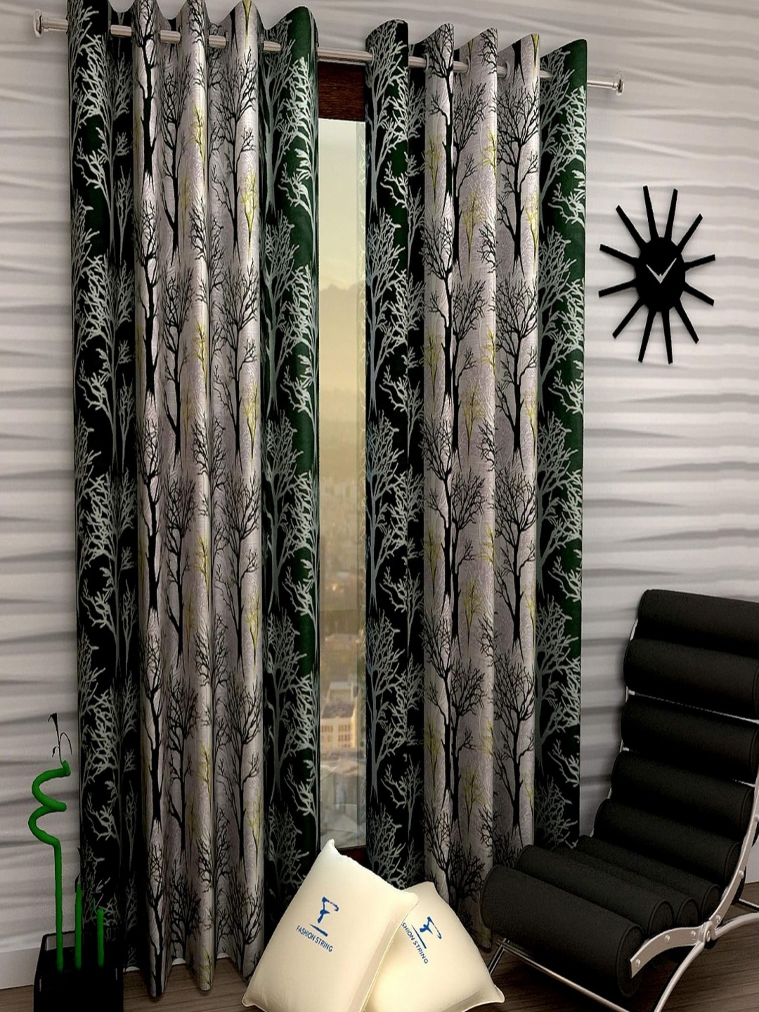 

Lunar Days Green Set of 2 Floral Room Darkening Door Curtain