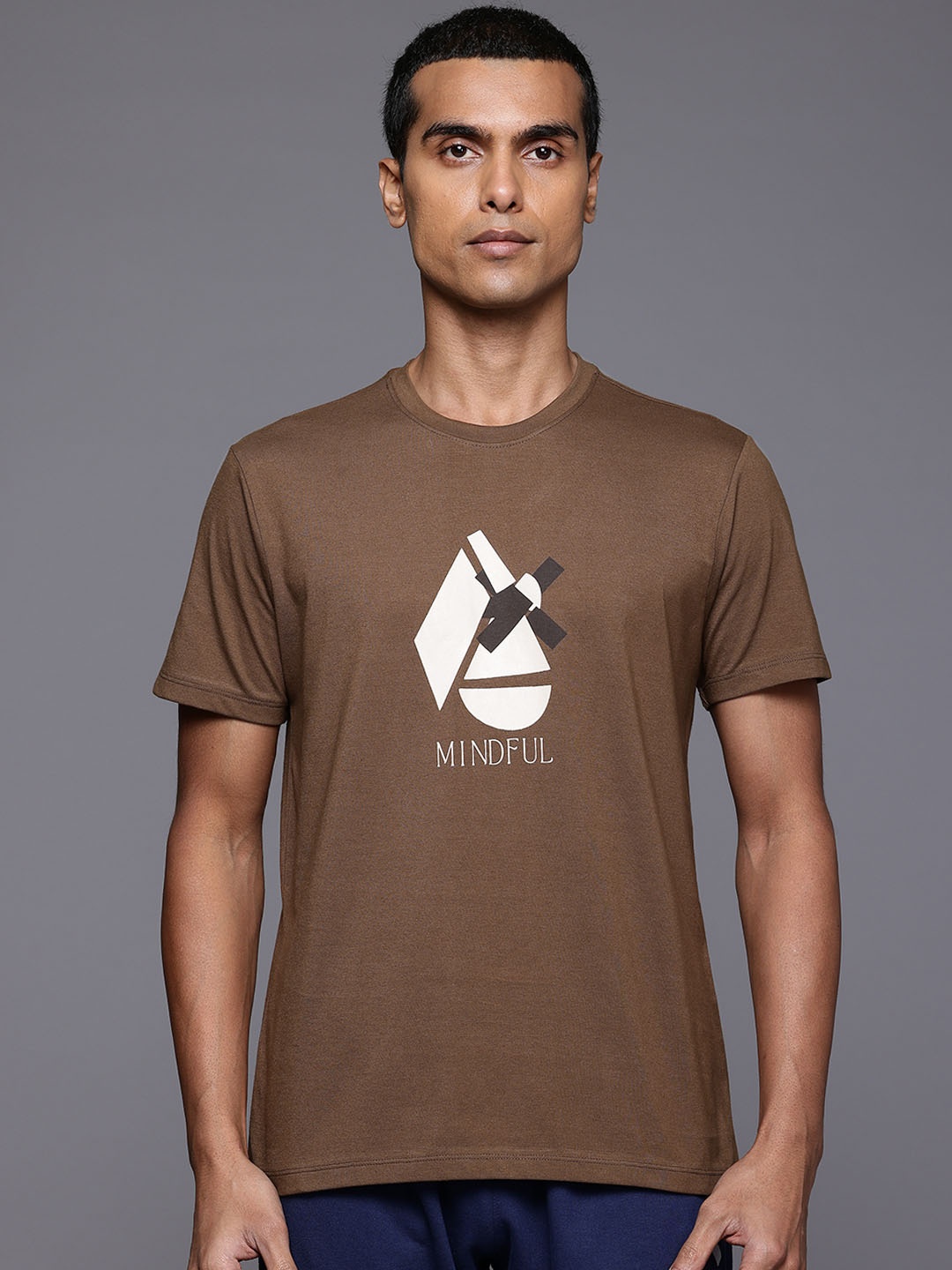 

HRX by Hrithik Roshan Printed Yoga T-shirt, Brown