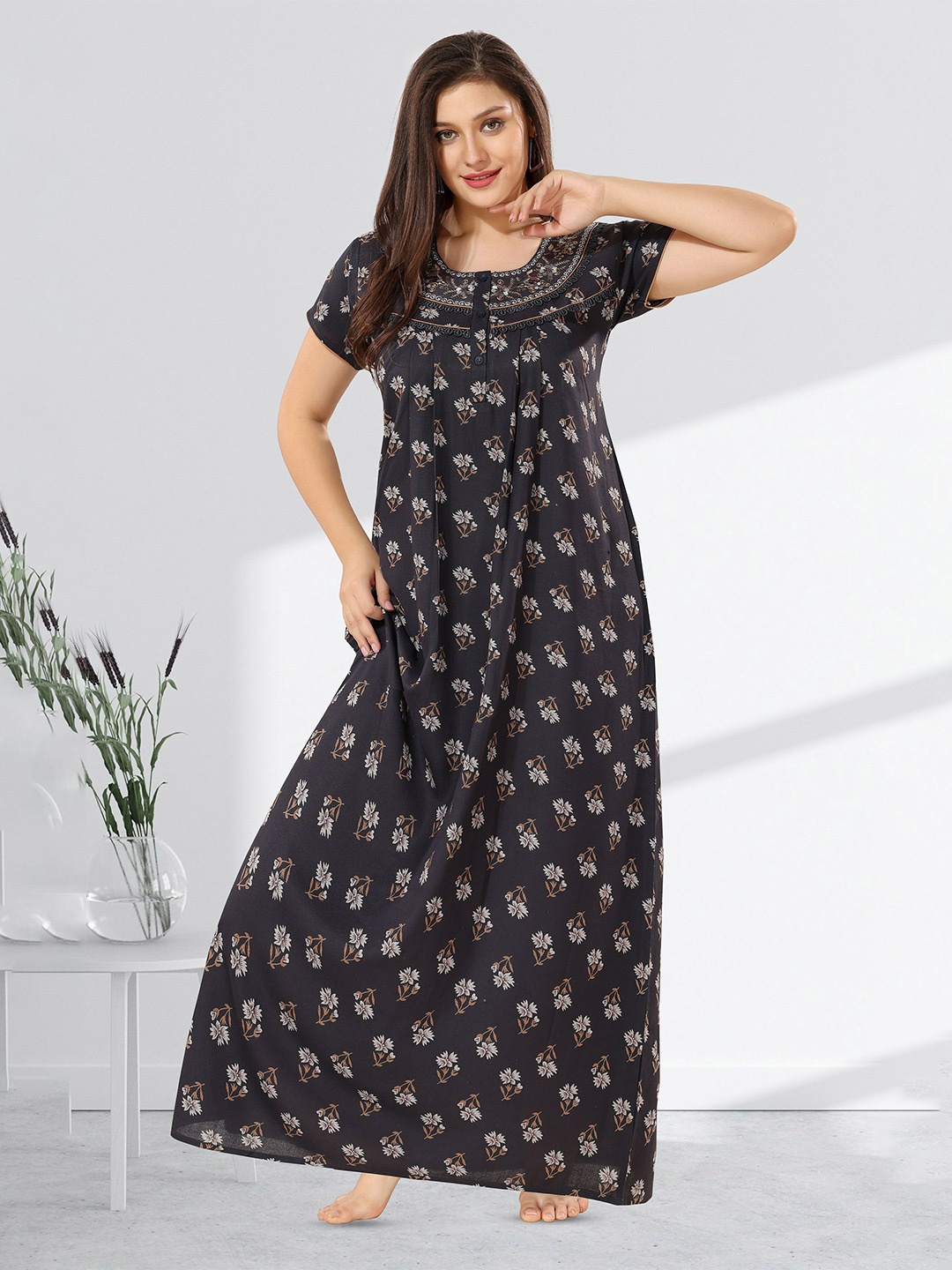 

Soulemo Printed Maxi Nightdress, Grey