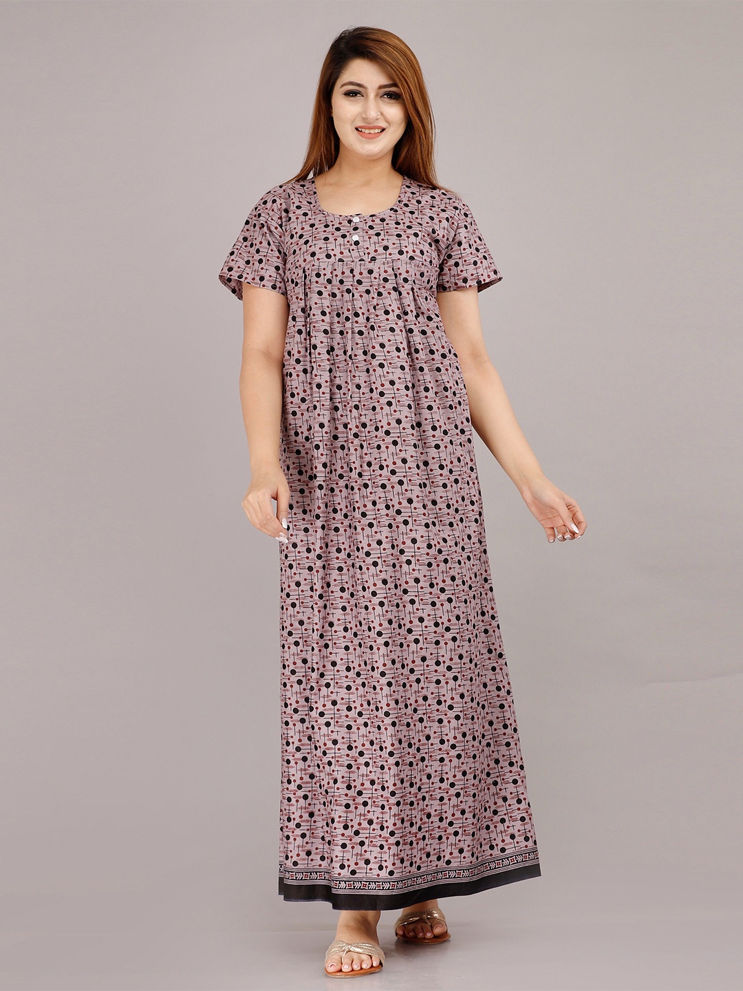 

MAYA PRINT Printed Maxi Nightdress, Purple