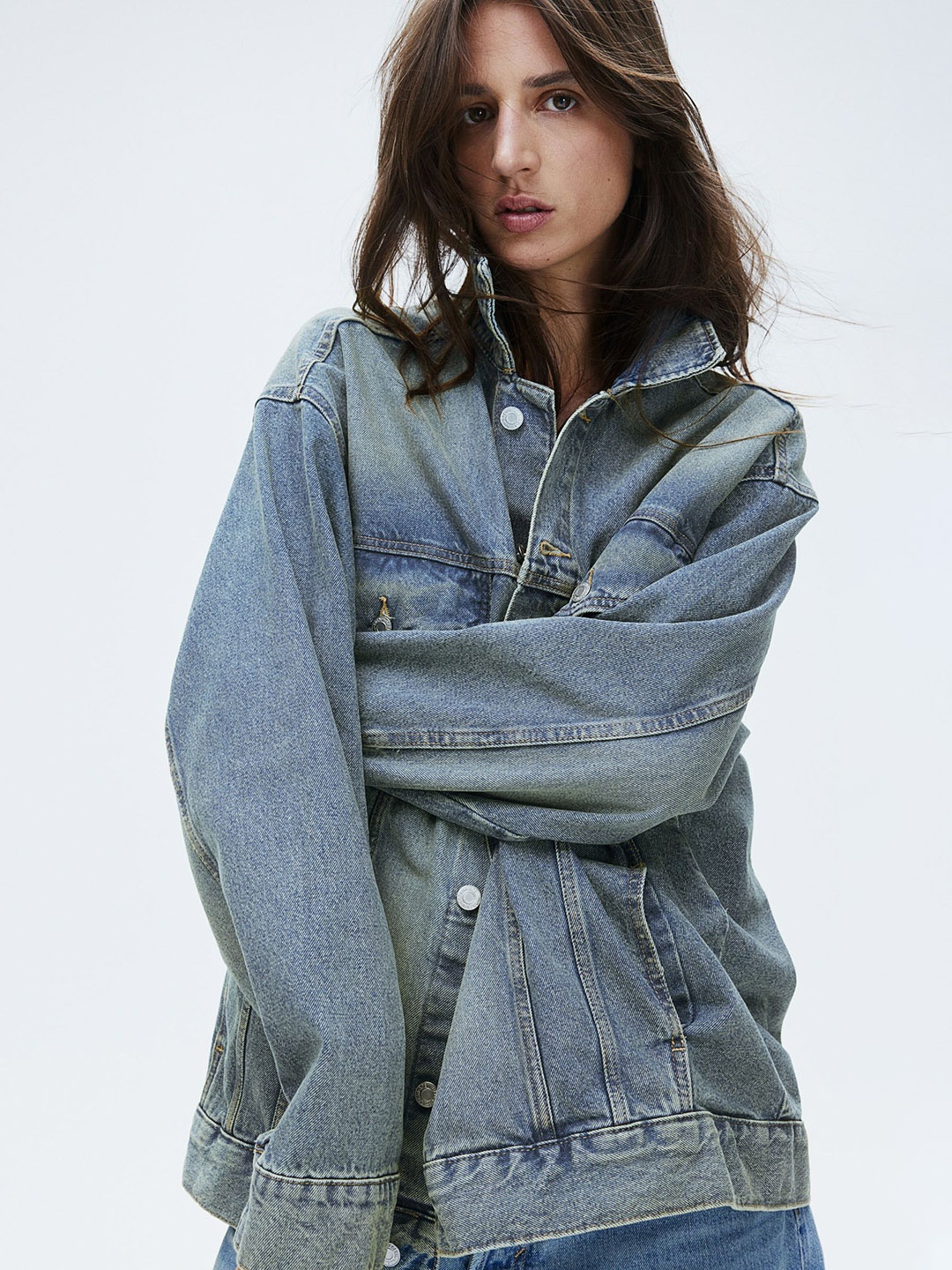 

H&M Oversized Denim Jacket, Blue