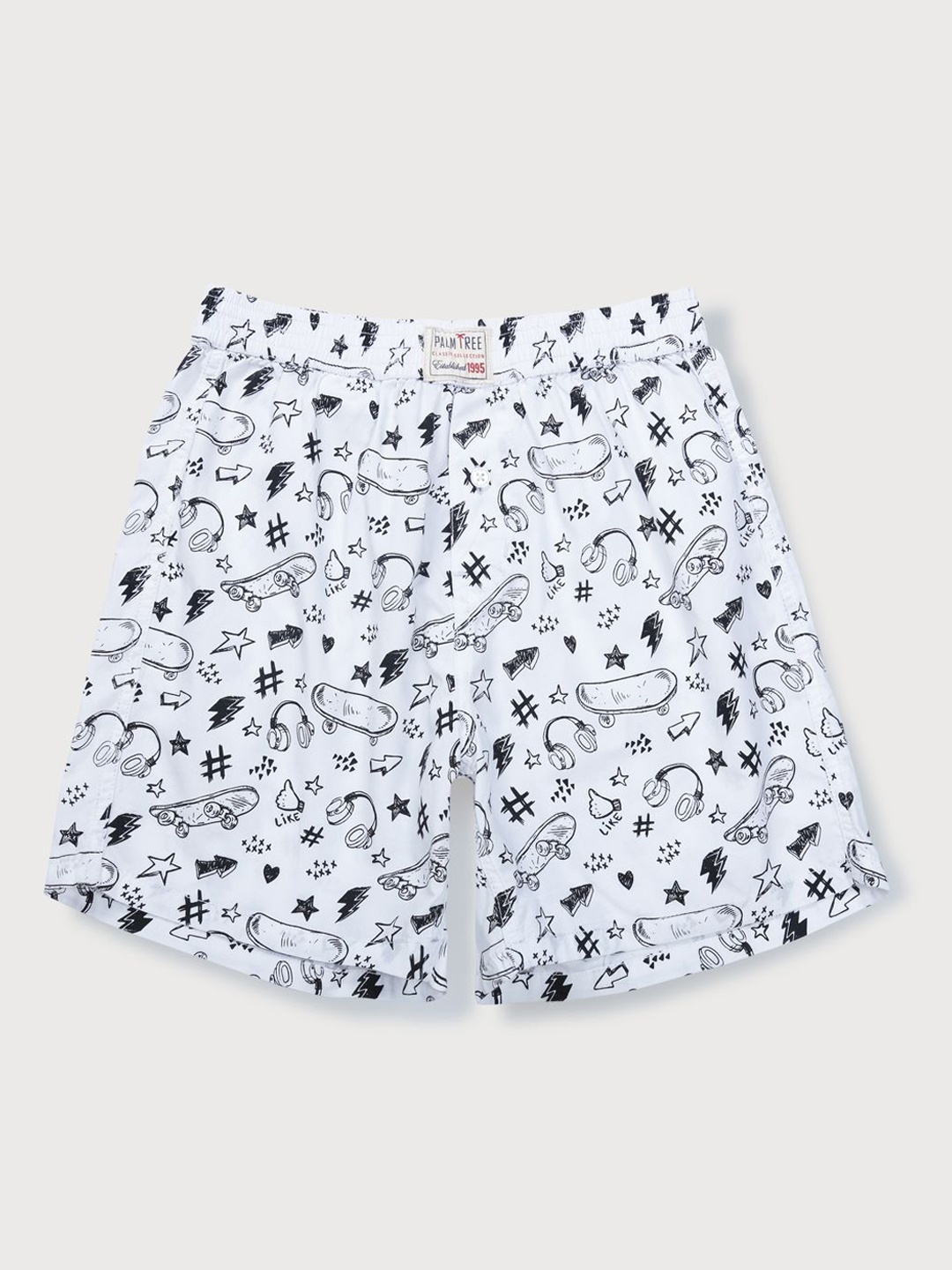 

Palm Tree Boys Conversational Cotton Printed Shorts, White
