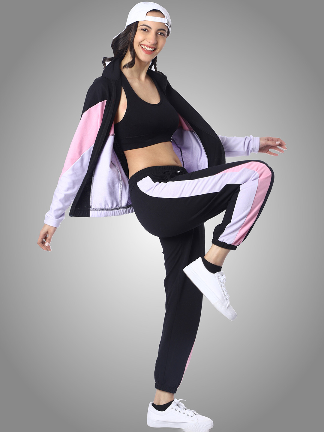 

London Hills Colourblocked Long Sleeve Tracksuits, Pink