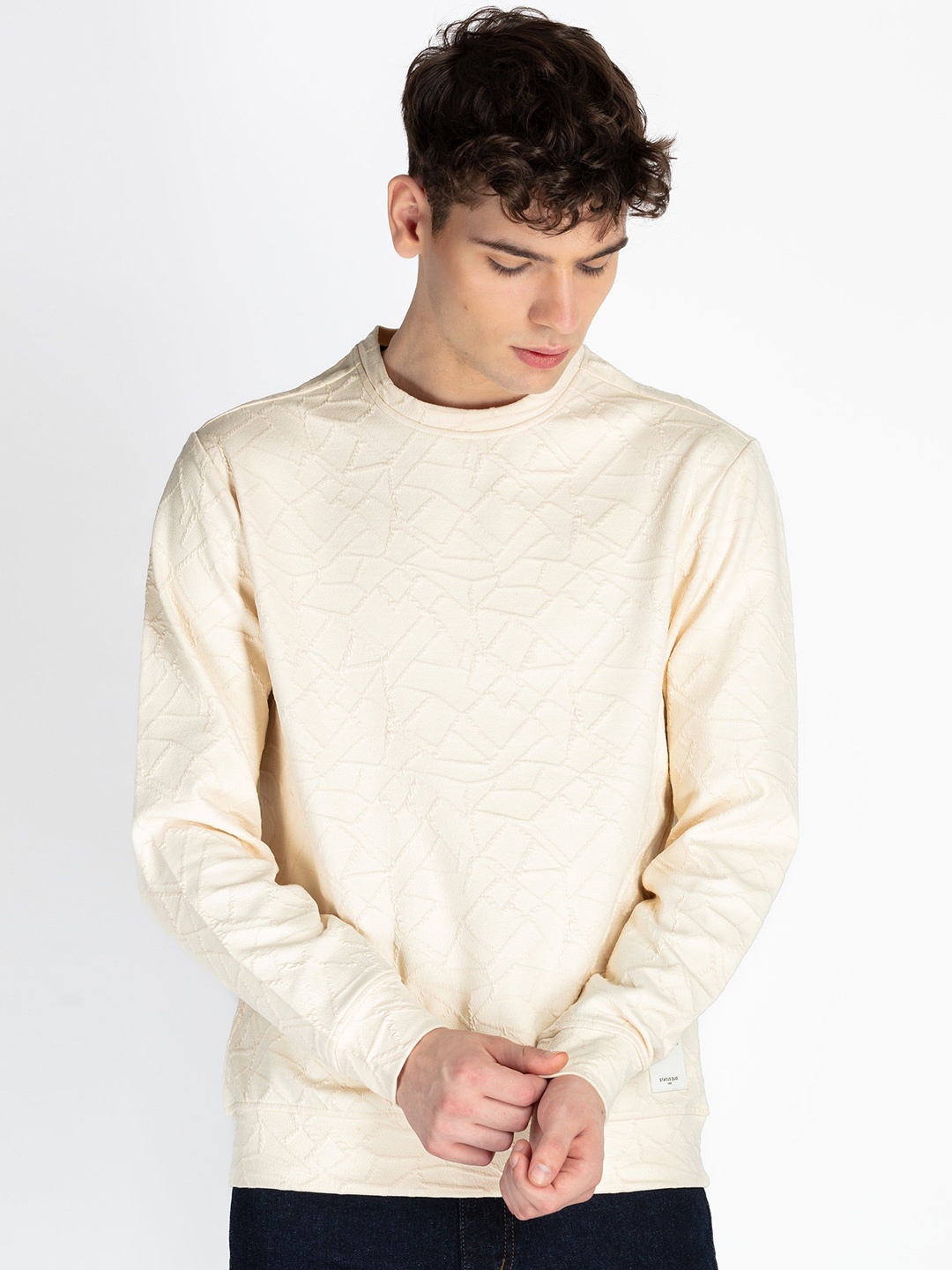 

Status Quo Men Hooded Sweatshirt, Beige