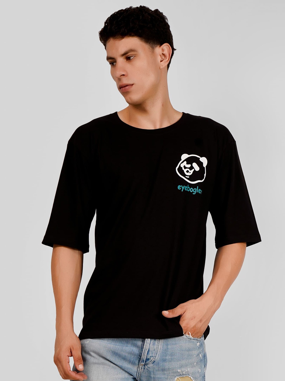 

MIMID Men Graphic Printed Round Neck Cotton Relaxed Fit T-shirt, Black