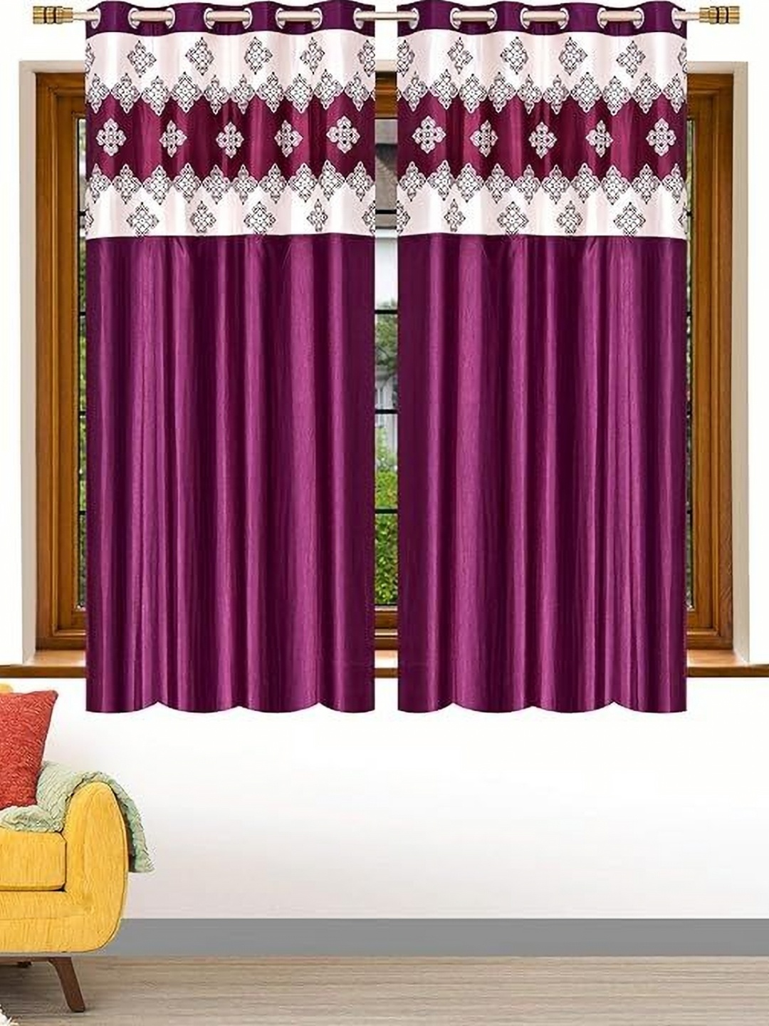 

Lunar Days Purple Set of 2 Floral Room Darkening Window Curtain