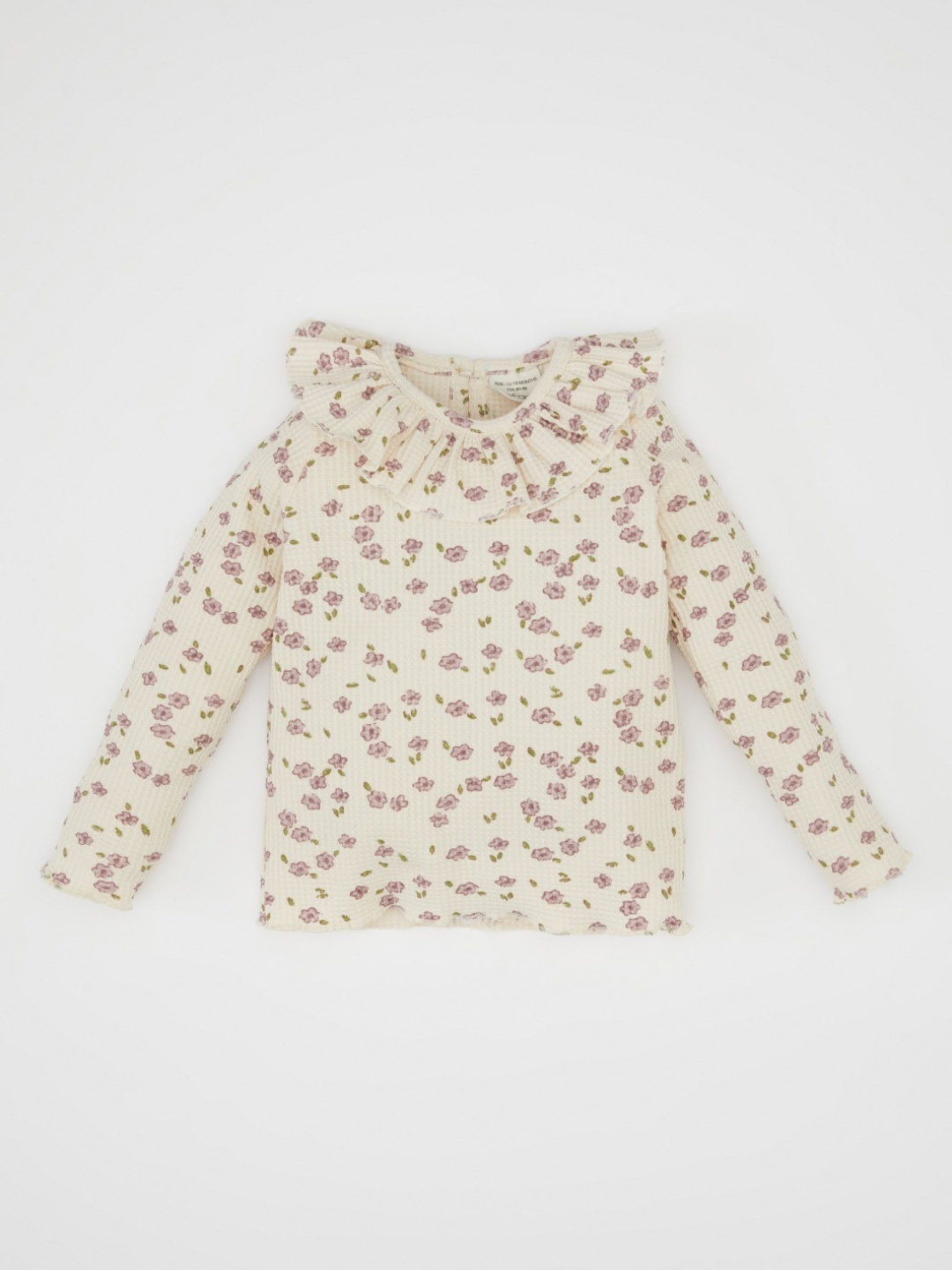 

DeFacto Girls Floral Printed Round Neck Cotton T-shirt, Beige