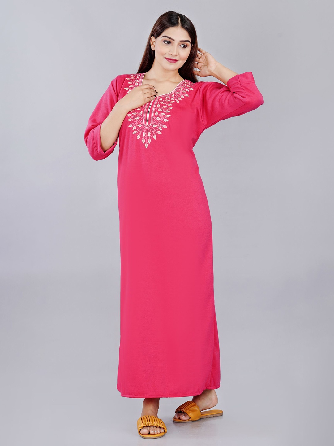 

GORDHAN Embroidered Maxi Nightdress, Pink