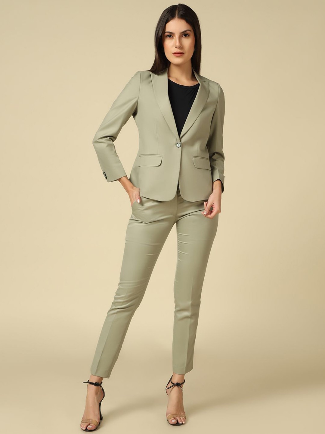 

TAHVO Women lim-Fit Single-Breasted Two-Piece Suit, Green