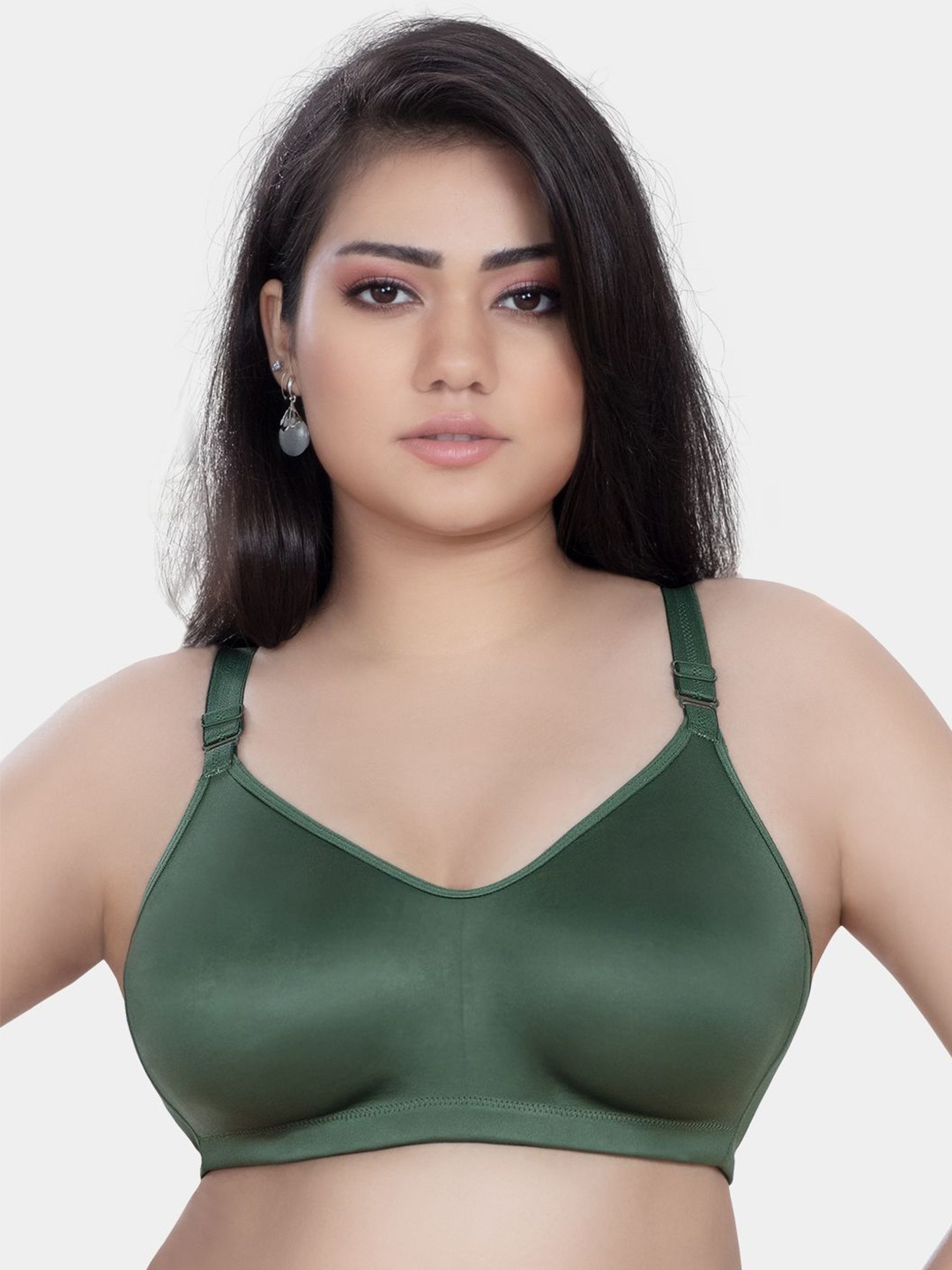 

Trylo Riza Superfit Cotton Fabric Non-Padded Non-Wired Seamless T-Shirt Bra, Olive