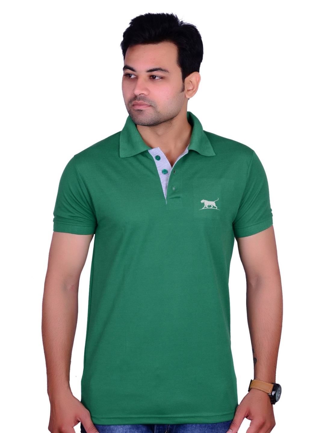 

LA MILANO Men Polo Collar Slim Fit T-shirt, Green