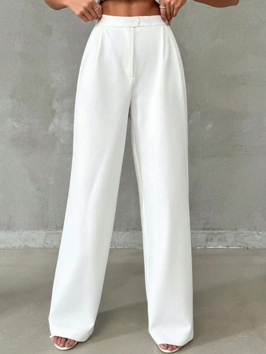 

Next One Women High-Rise Pleated Korean Trousers, White